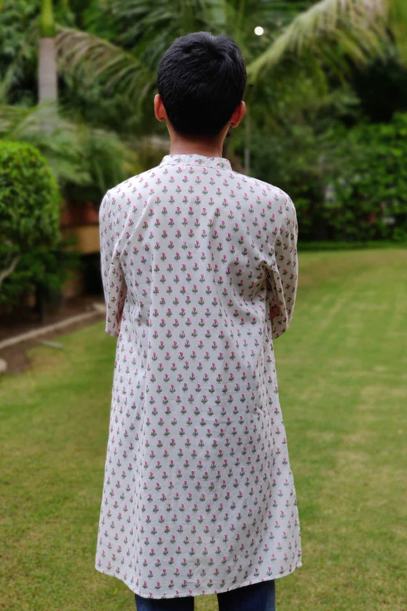 Boy Kurta Block Buti Pink