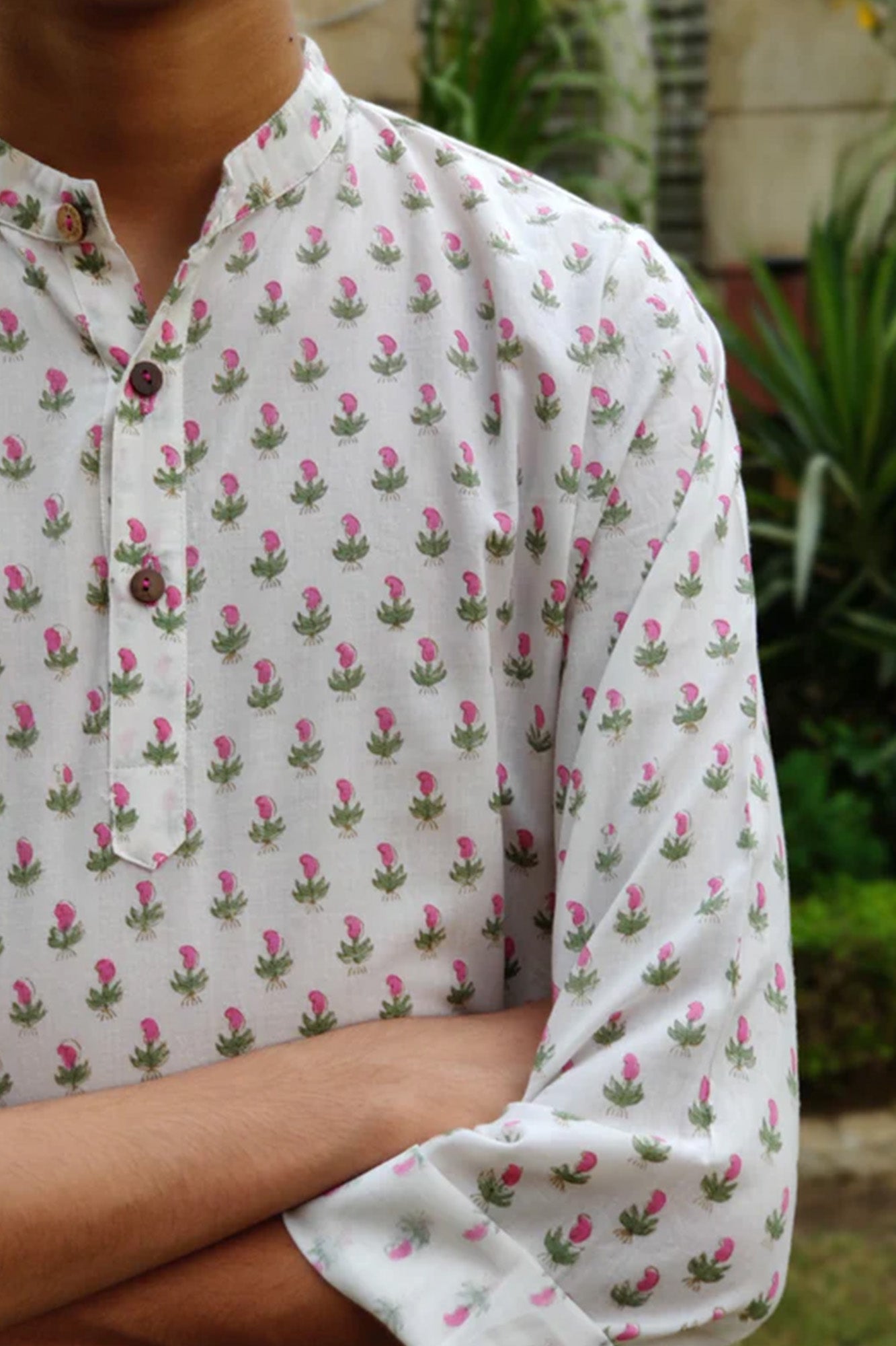 Boy Kurta Block Buti Pink