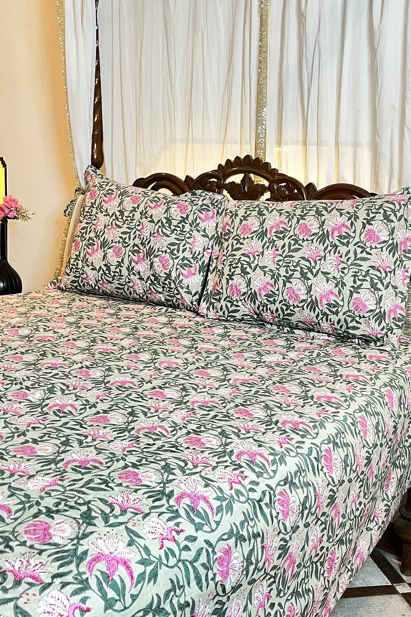 Lotus Green Bed Sheet