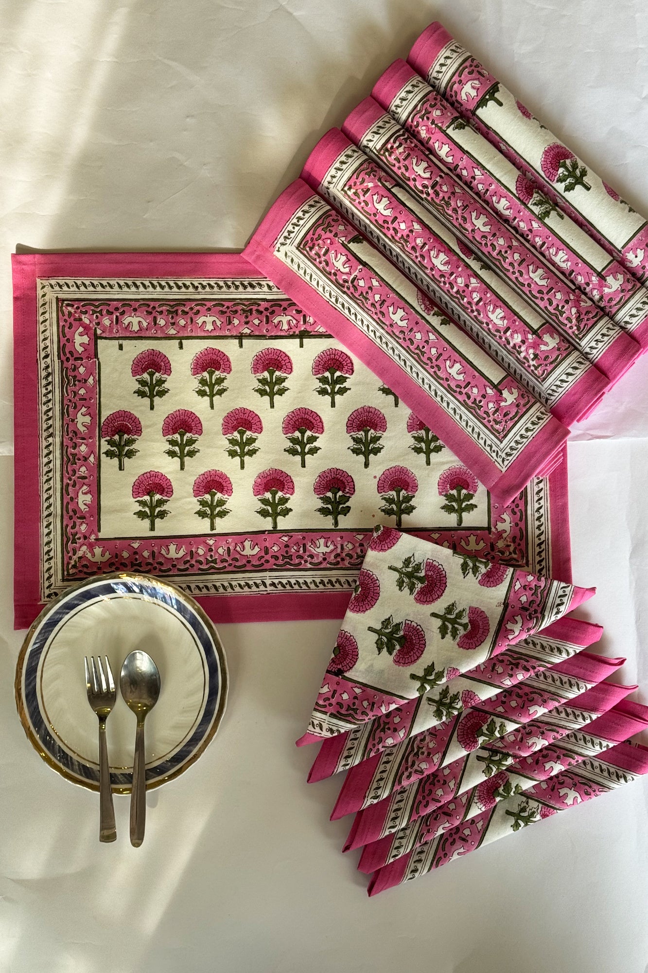 Pink Marigolds Placemat Set of 12