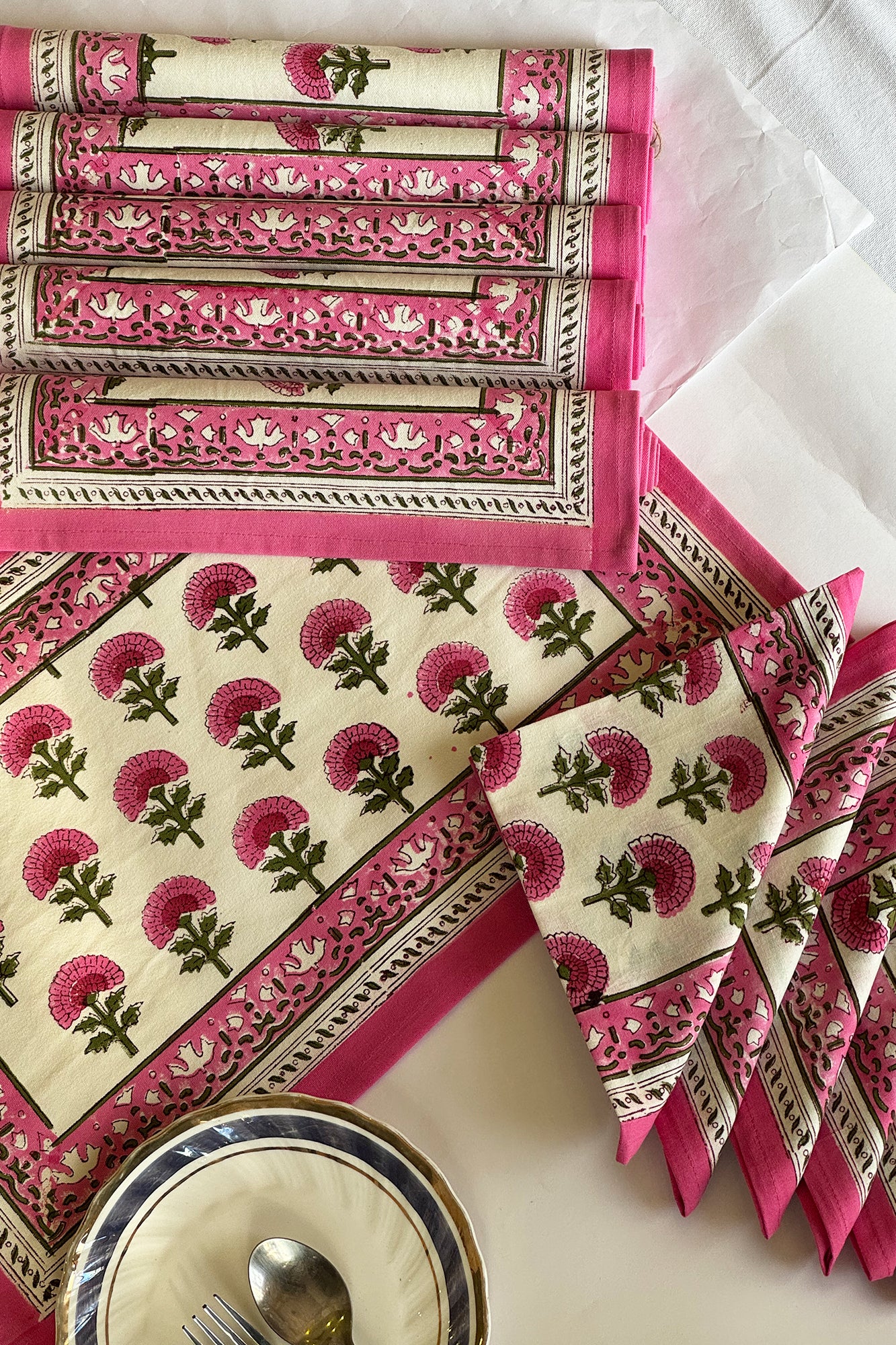 Pink Marigolds Placemat Set of 12