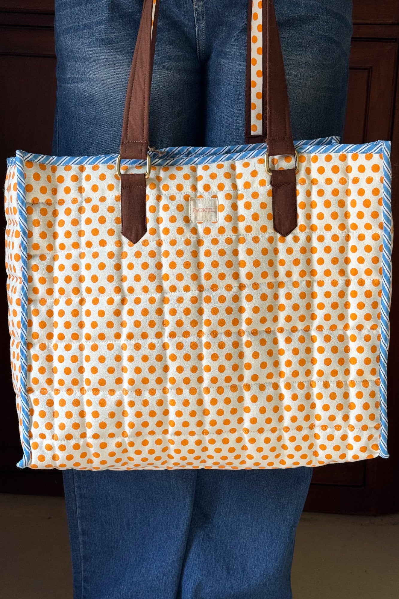 Yellow Dots Quilted Reversible Bag