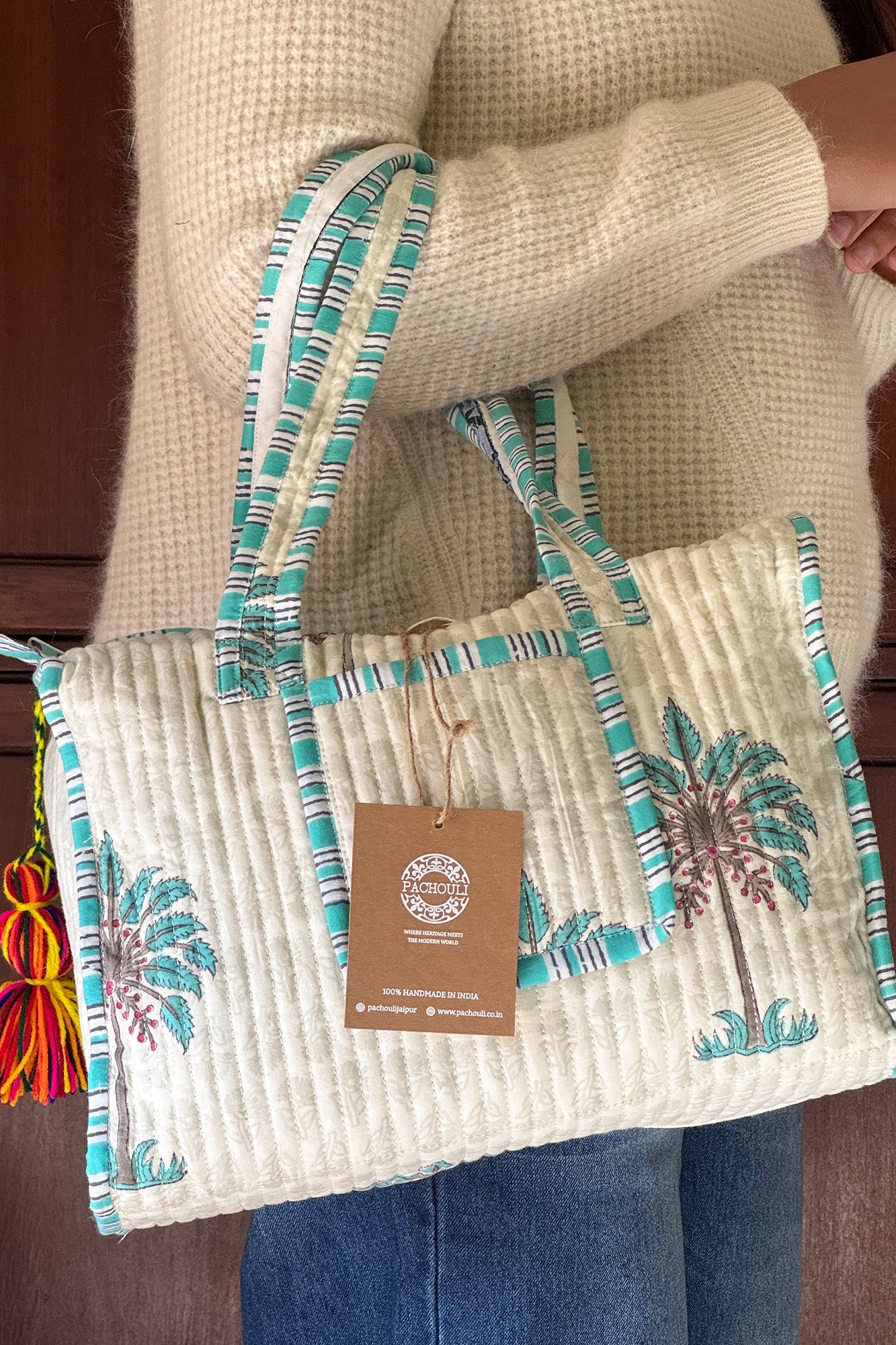 Green Palm Small Duffle Bag