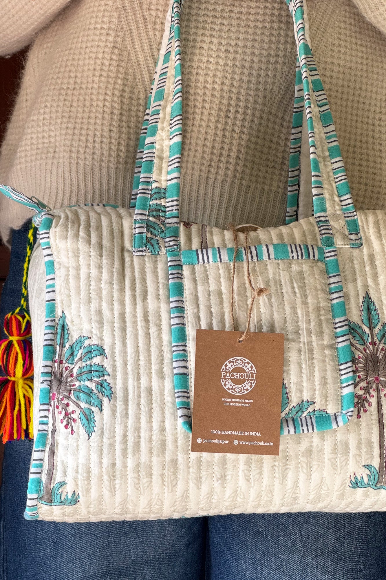 Green Palm Small Duffle Bag