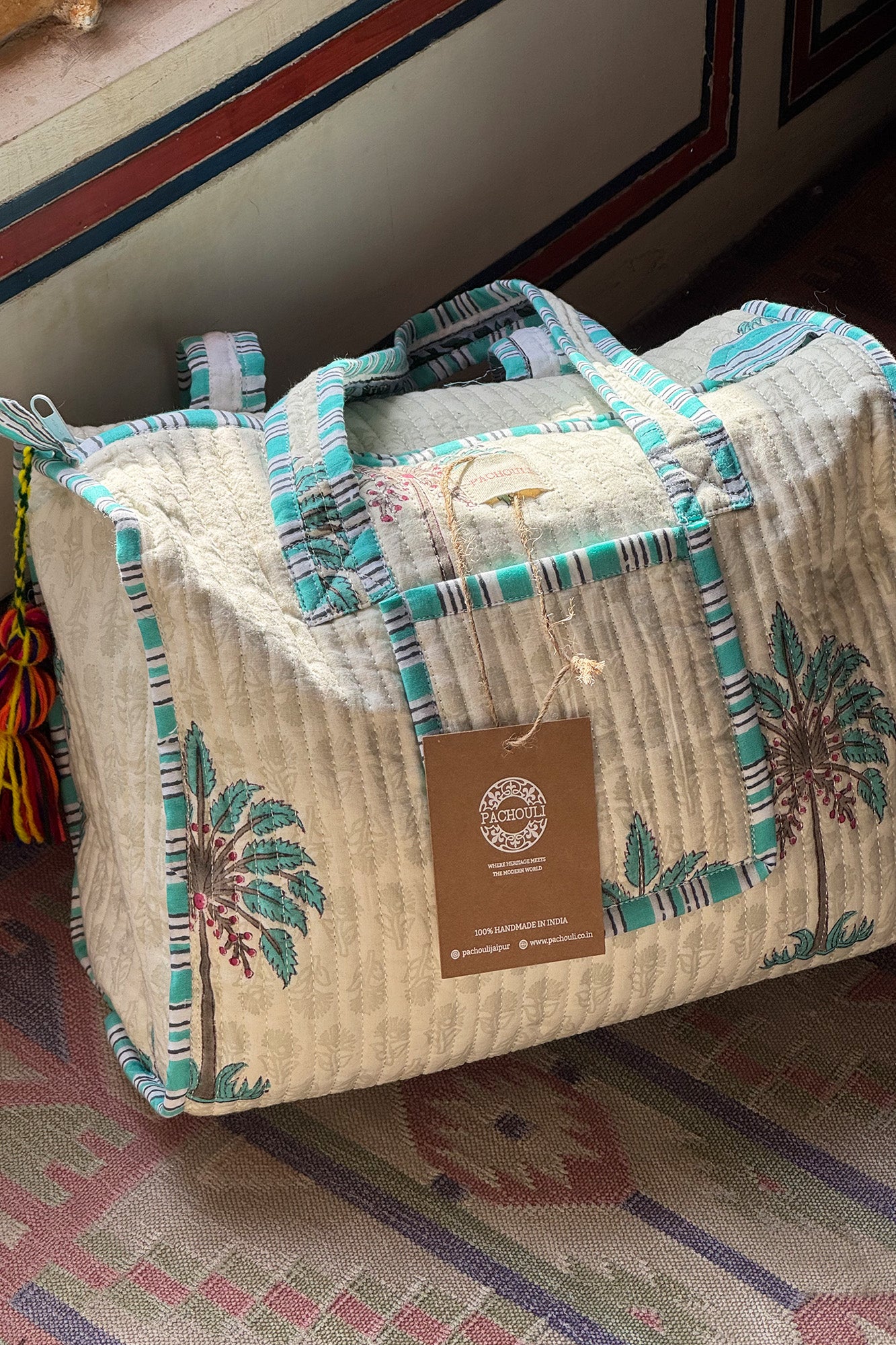 Green Palm Small Duffle Bag