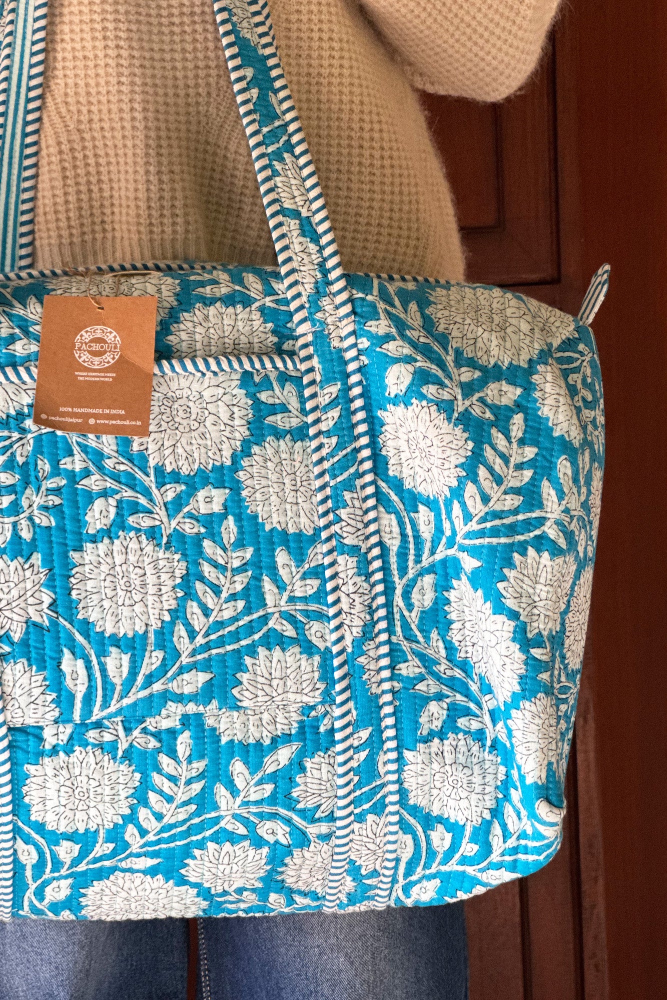 Aqua Sunflower Duffle Bag
