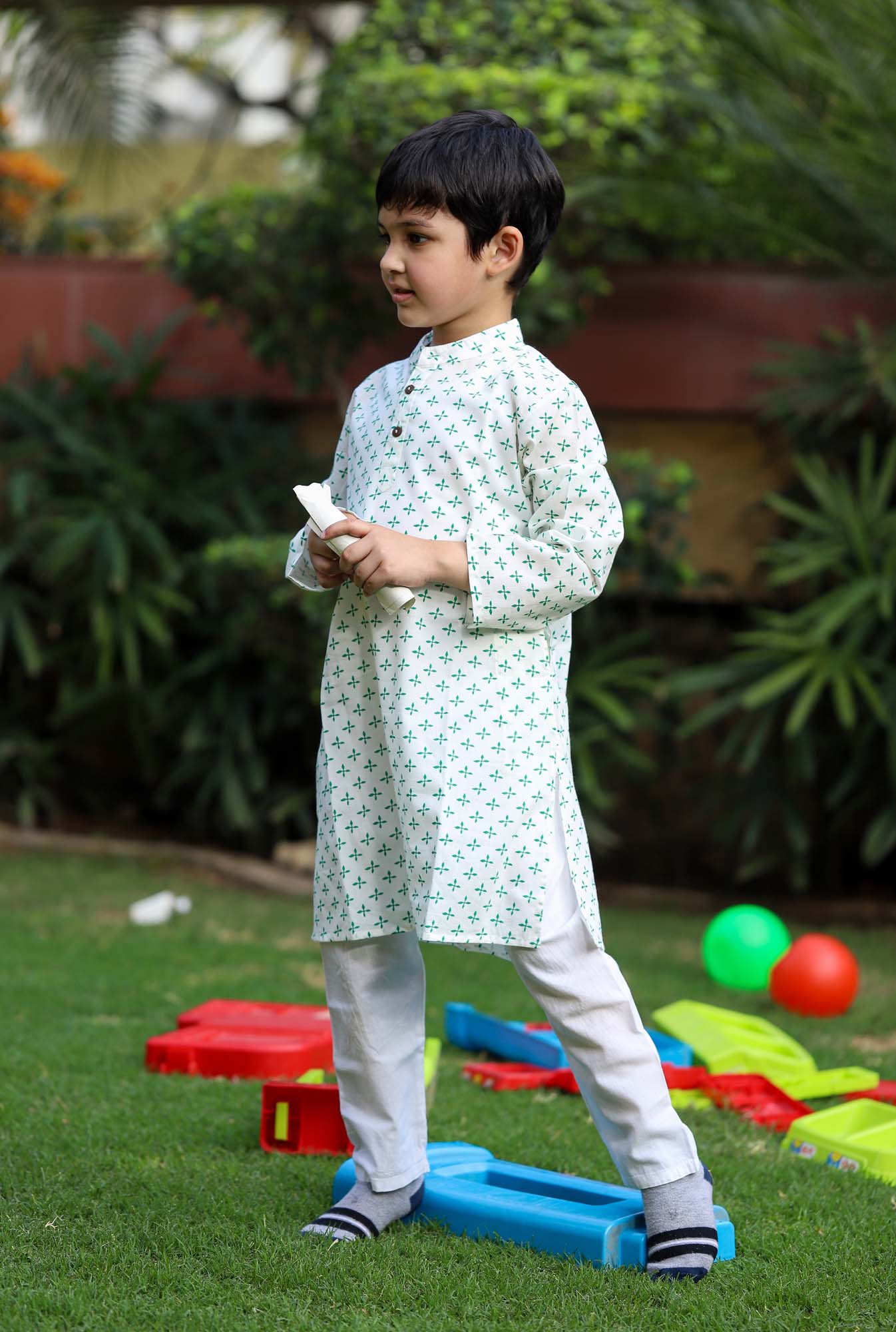 Mosaic Tile Green Boy Kurta