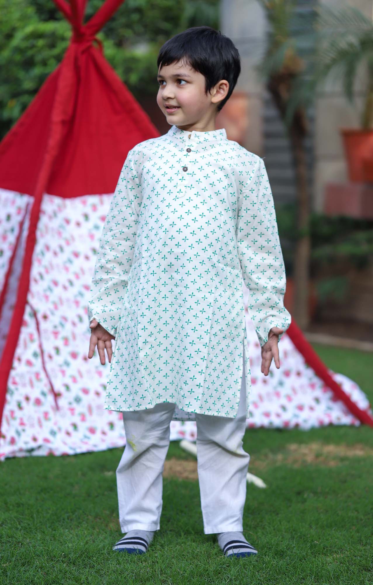 Mosaic Tile Green Boy Kurta