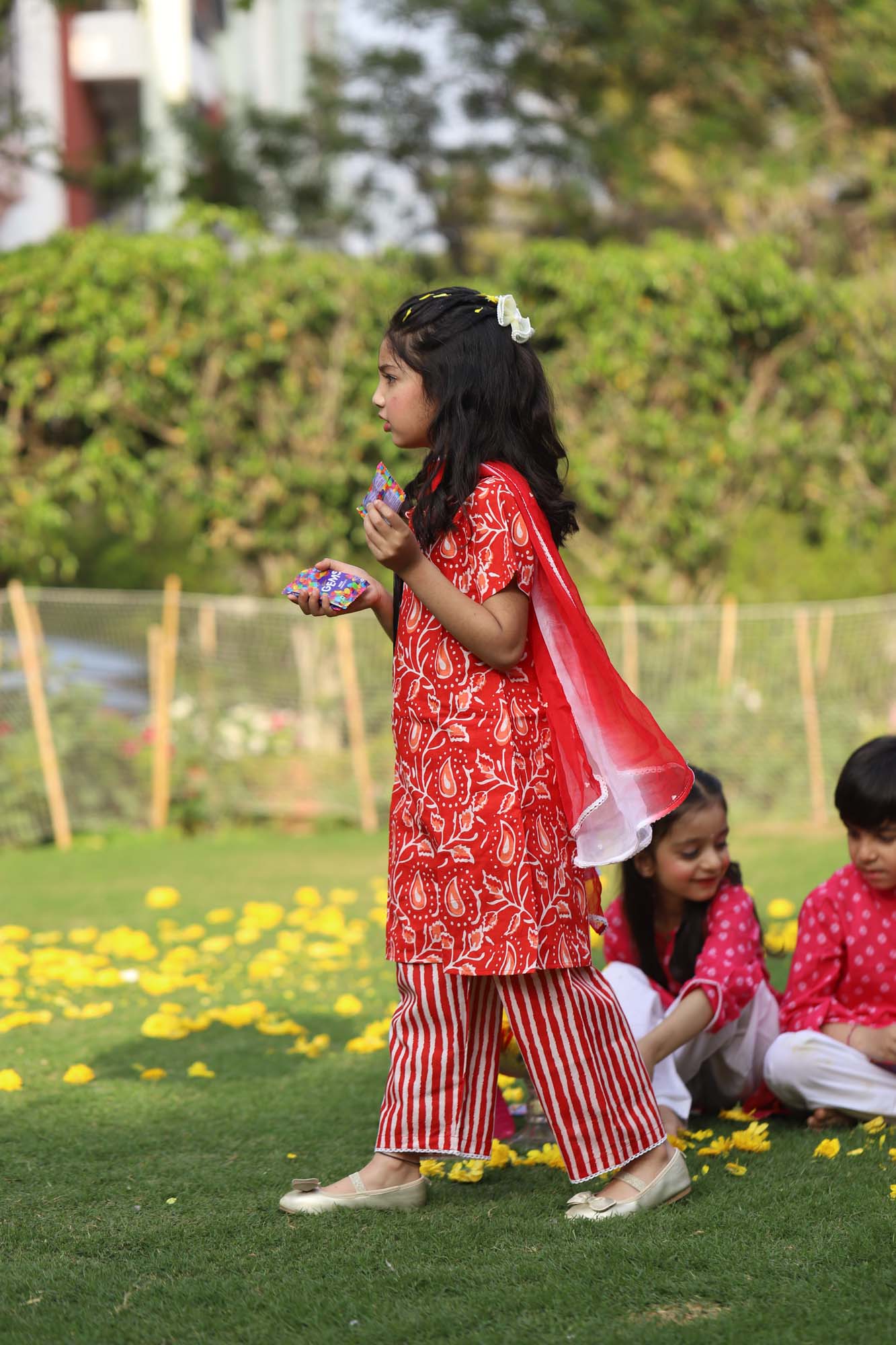 Girl Red Paisley Suit Set S/3