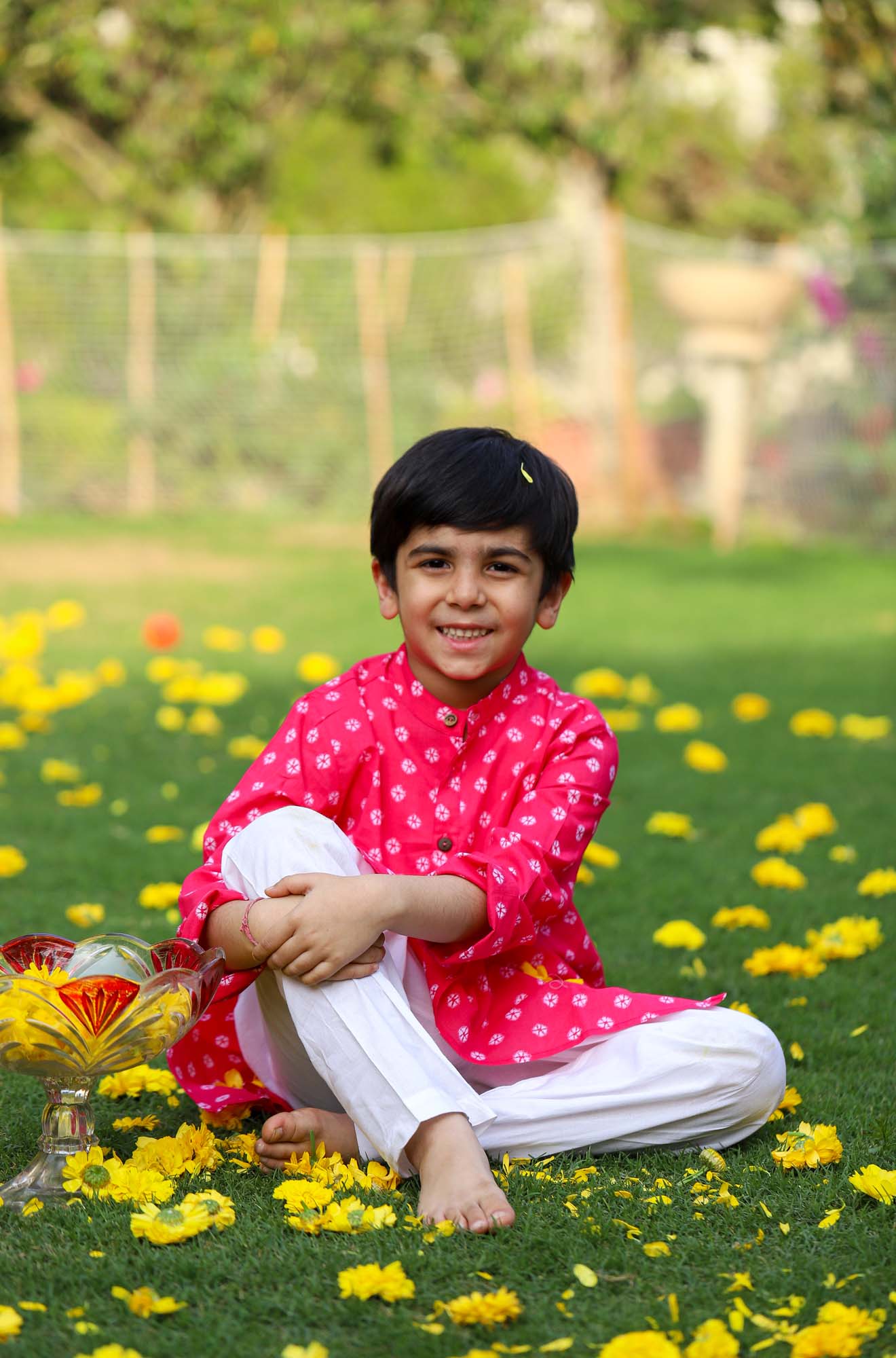 Boy Kurta Pink Bandhej