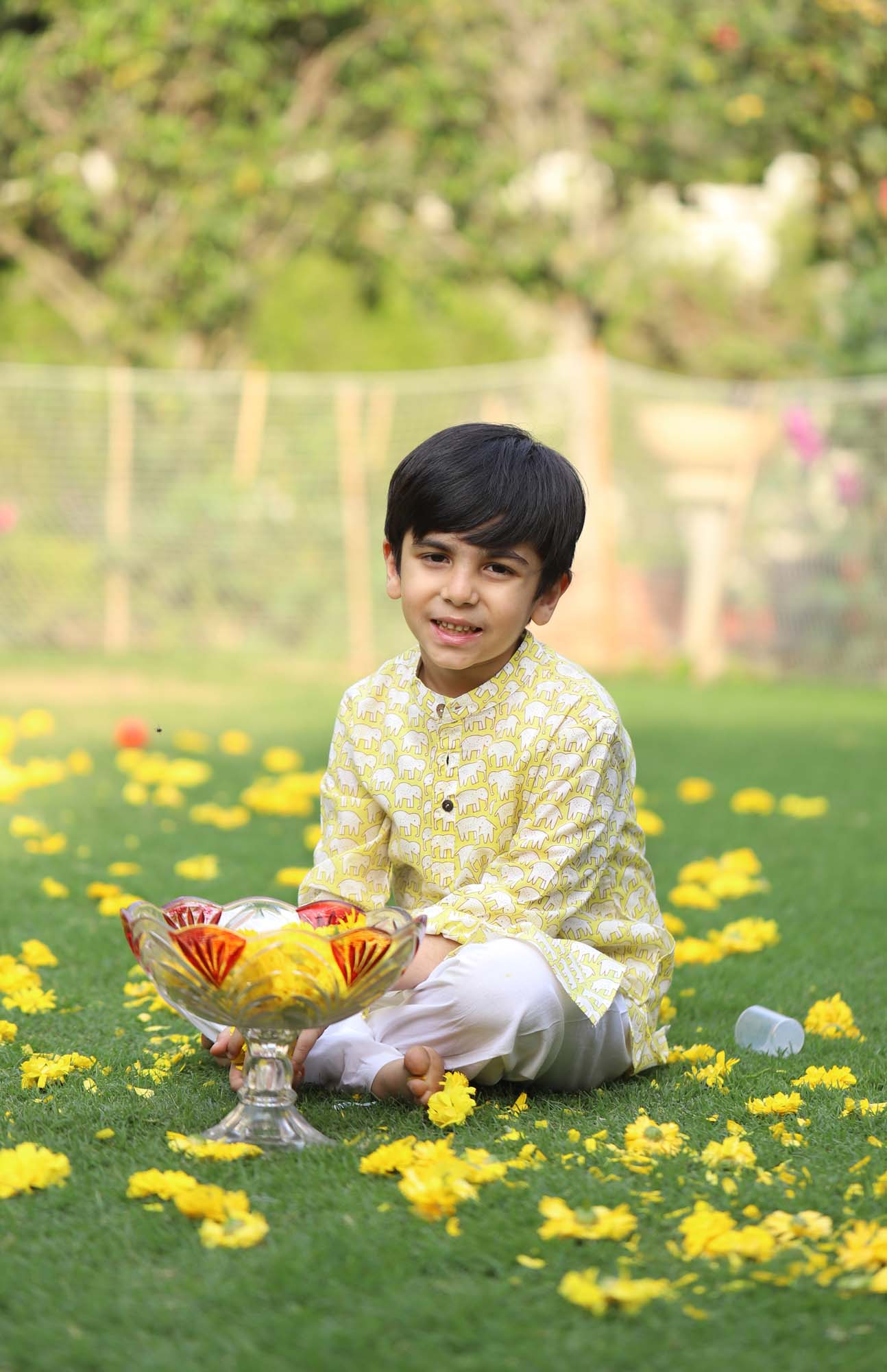 Boy Kurta Yellow Mini Elephant