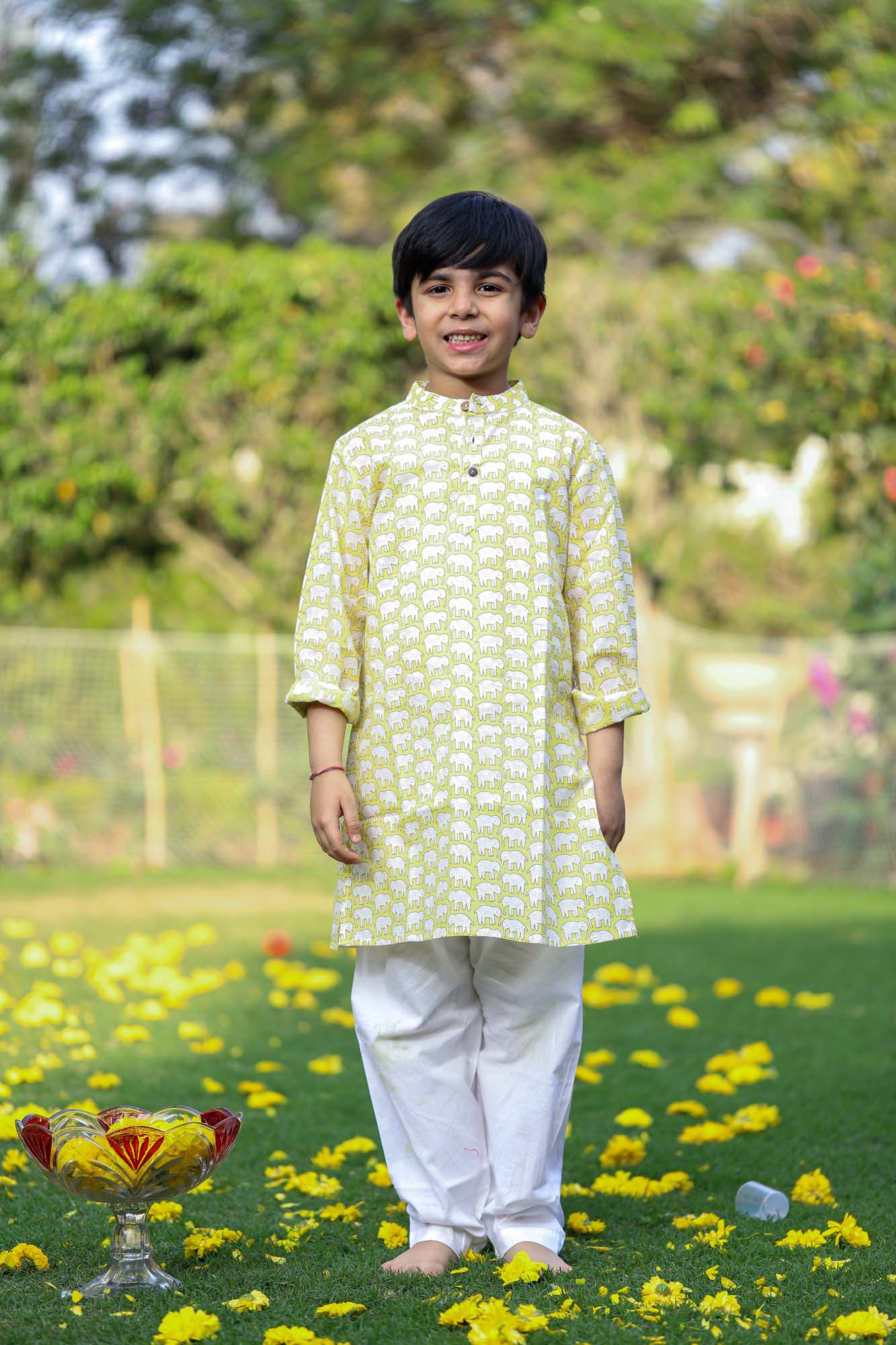 Boy Kurta Yellow Mini Elephant