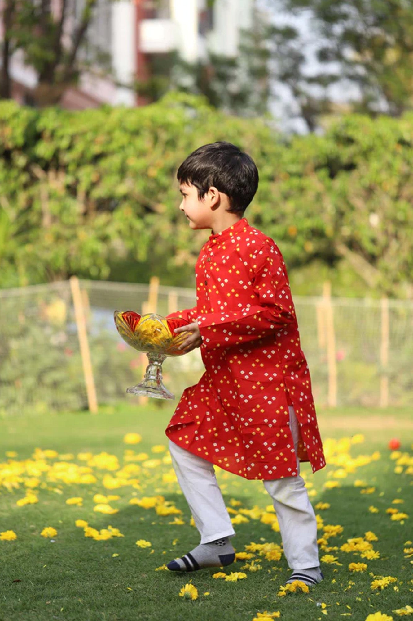 Boy kurta Red Bandhej