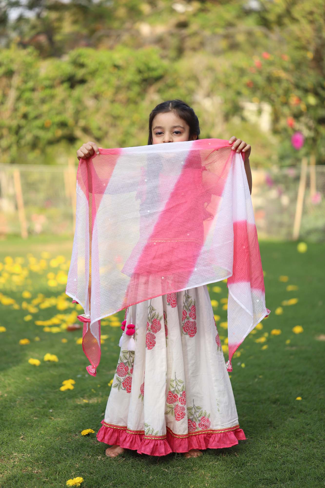 Girl Lehenga Set of 3 Rose