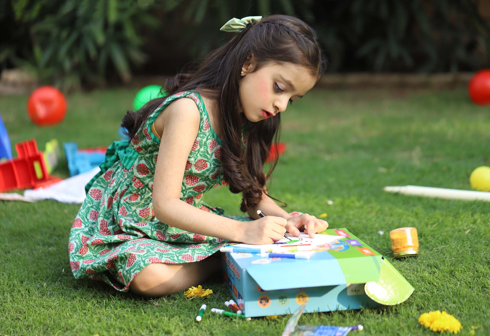 Girl Bow Frock Lilac Green