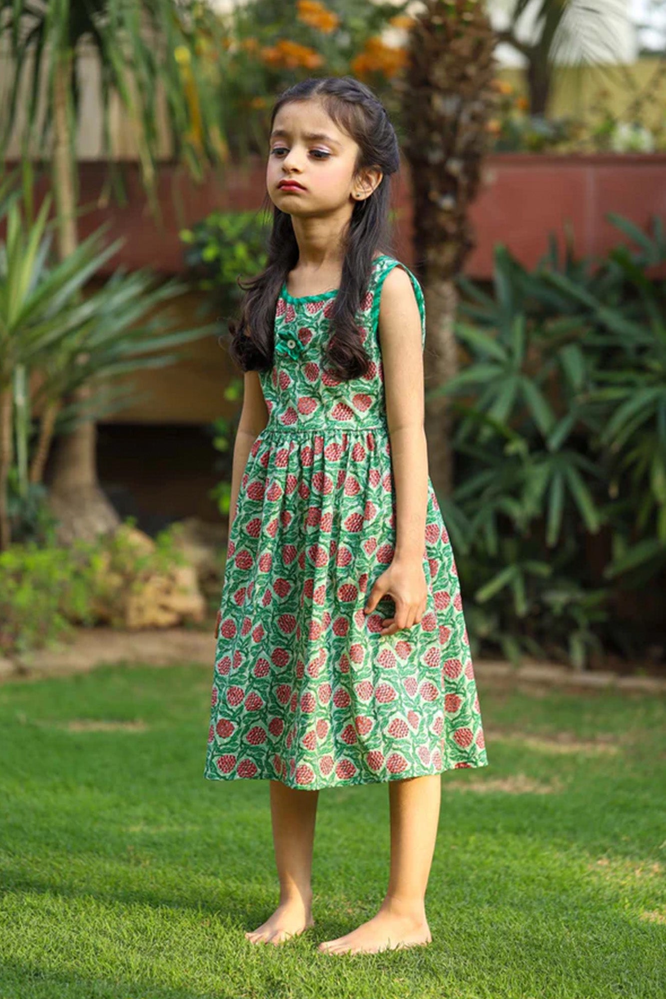 Girl Bow Frock LilIac Green