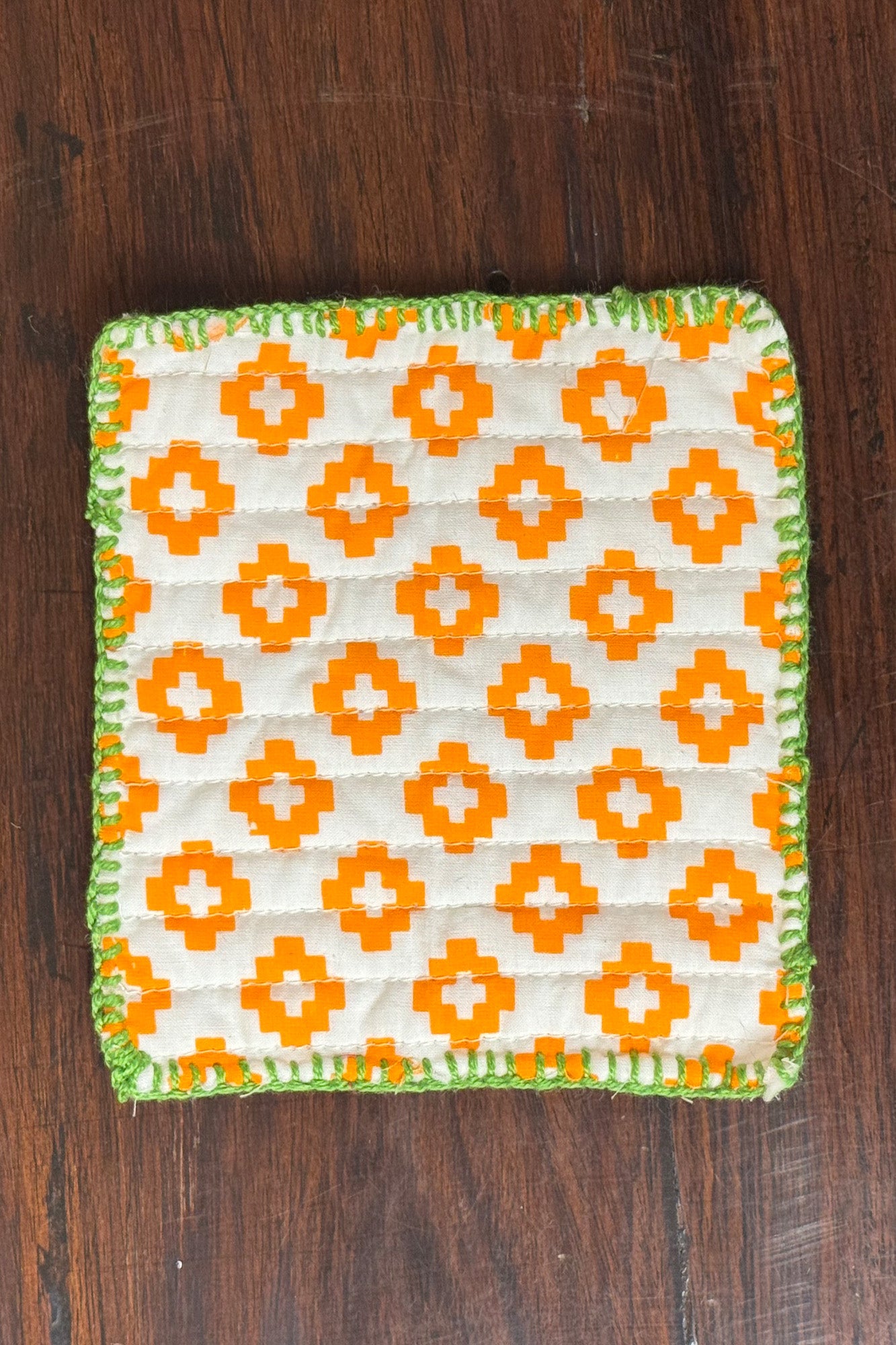 Diamond Yellow Quilted Reversible Coaster Set