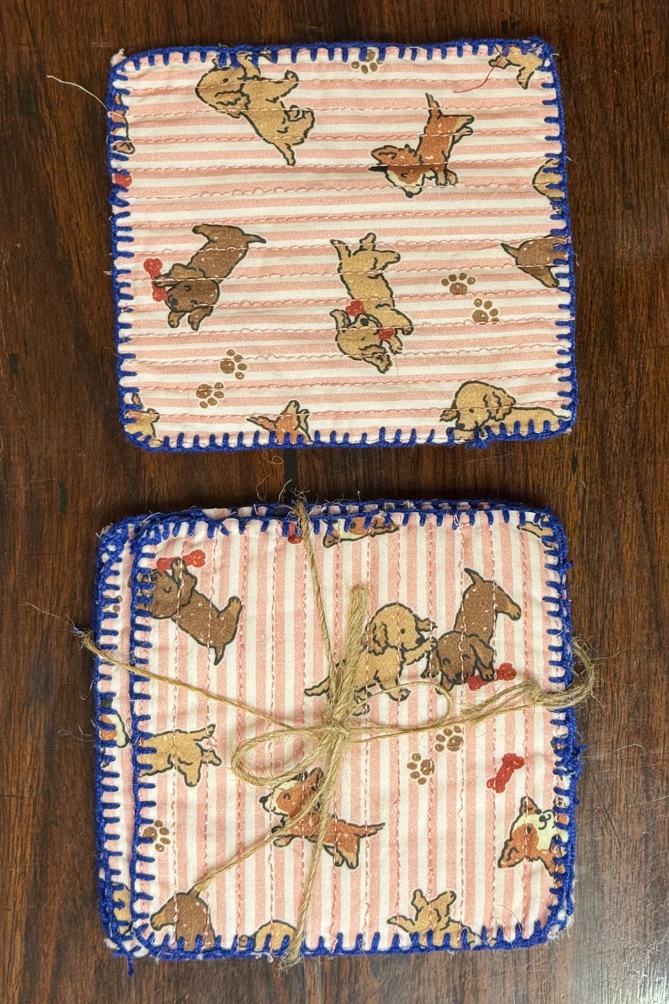 Puppies Quilted Reversible Coaster Set