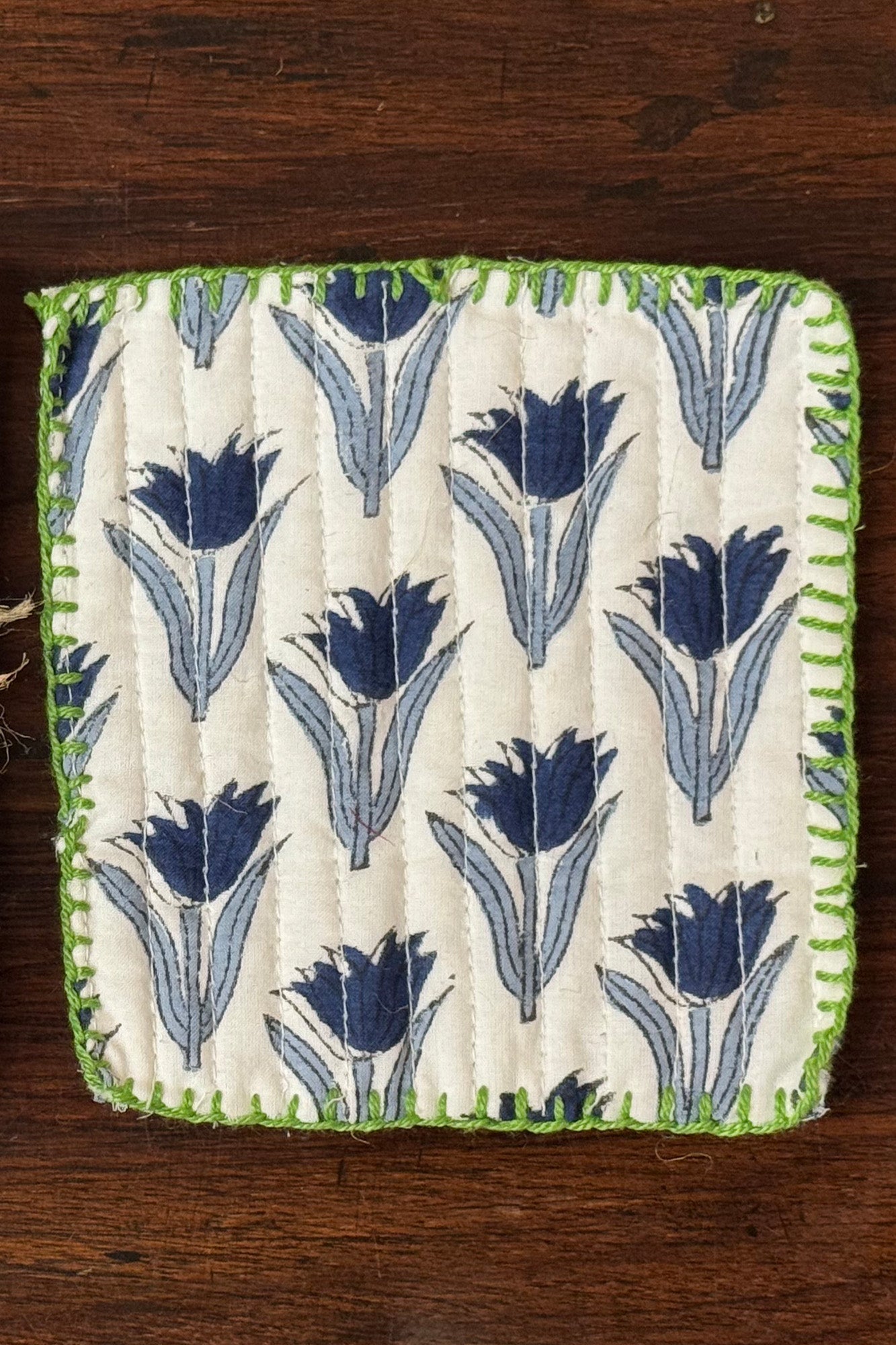 Tulip Blue Quilted Reversible Coaster Set