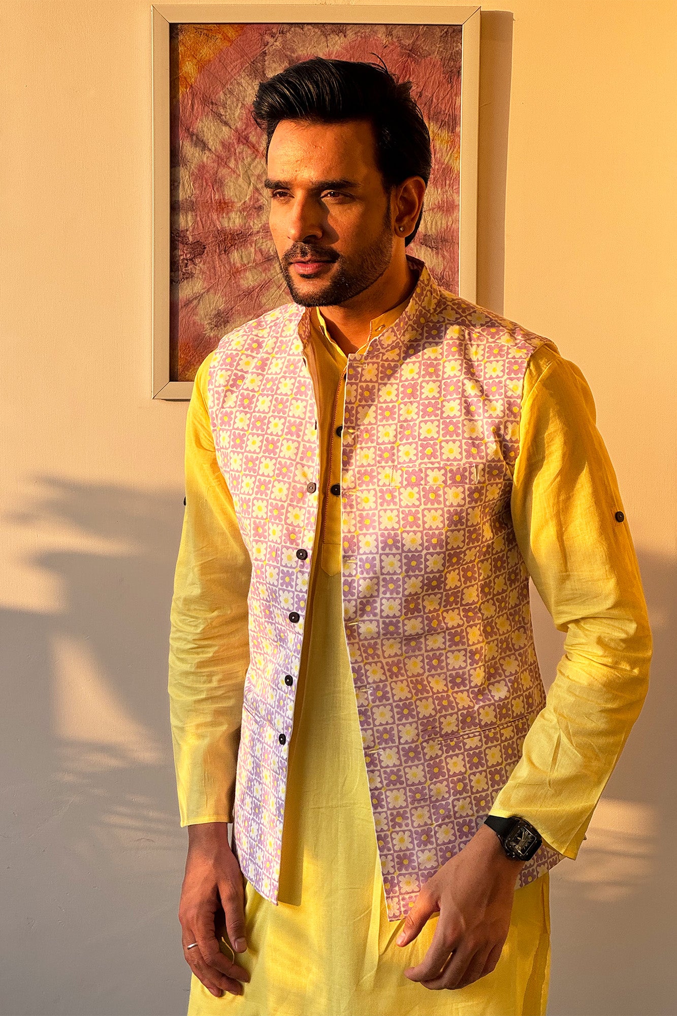 Daisy Dots Jacket & Sun Lime Kurta Set