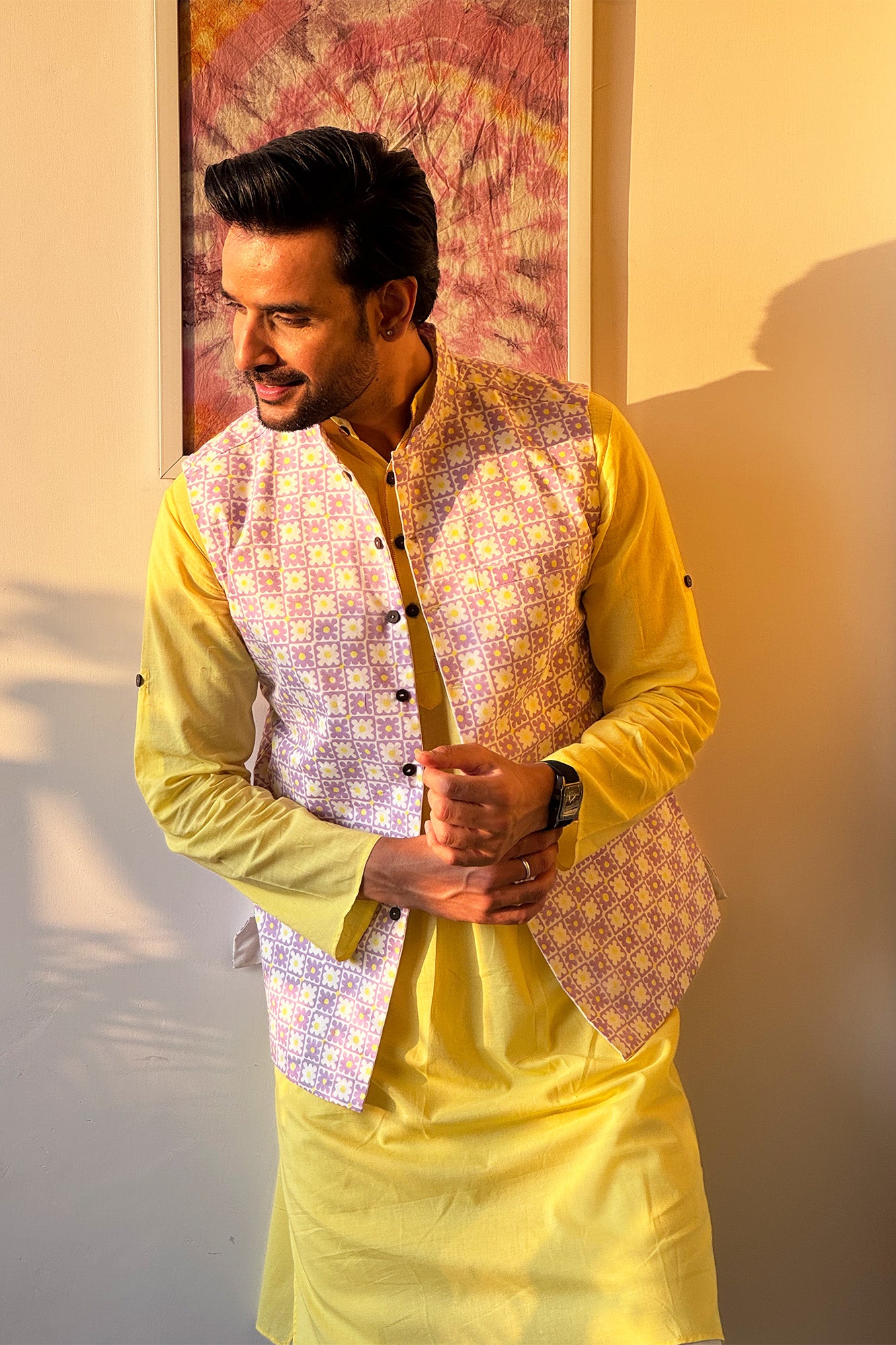 Daisy Dots Jacket & Sun Lime Kurta Set