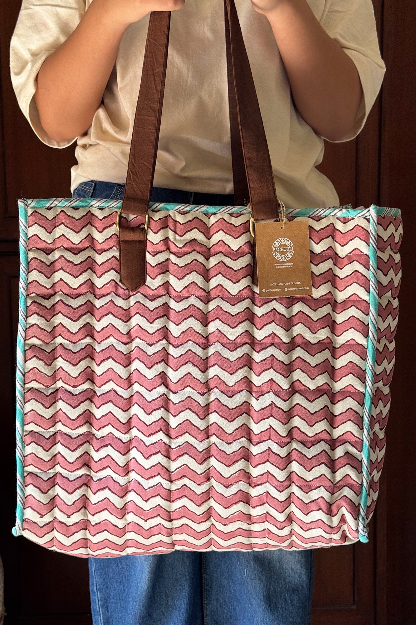 Rust Chevron Tote Bag