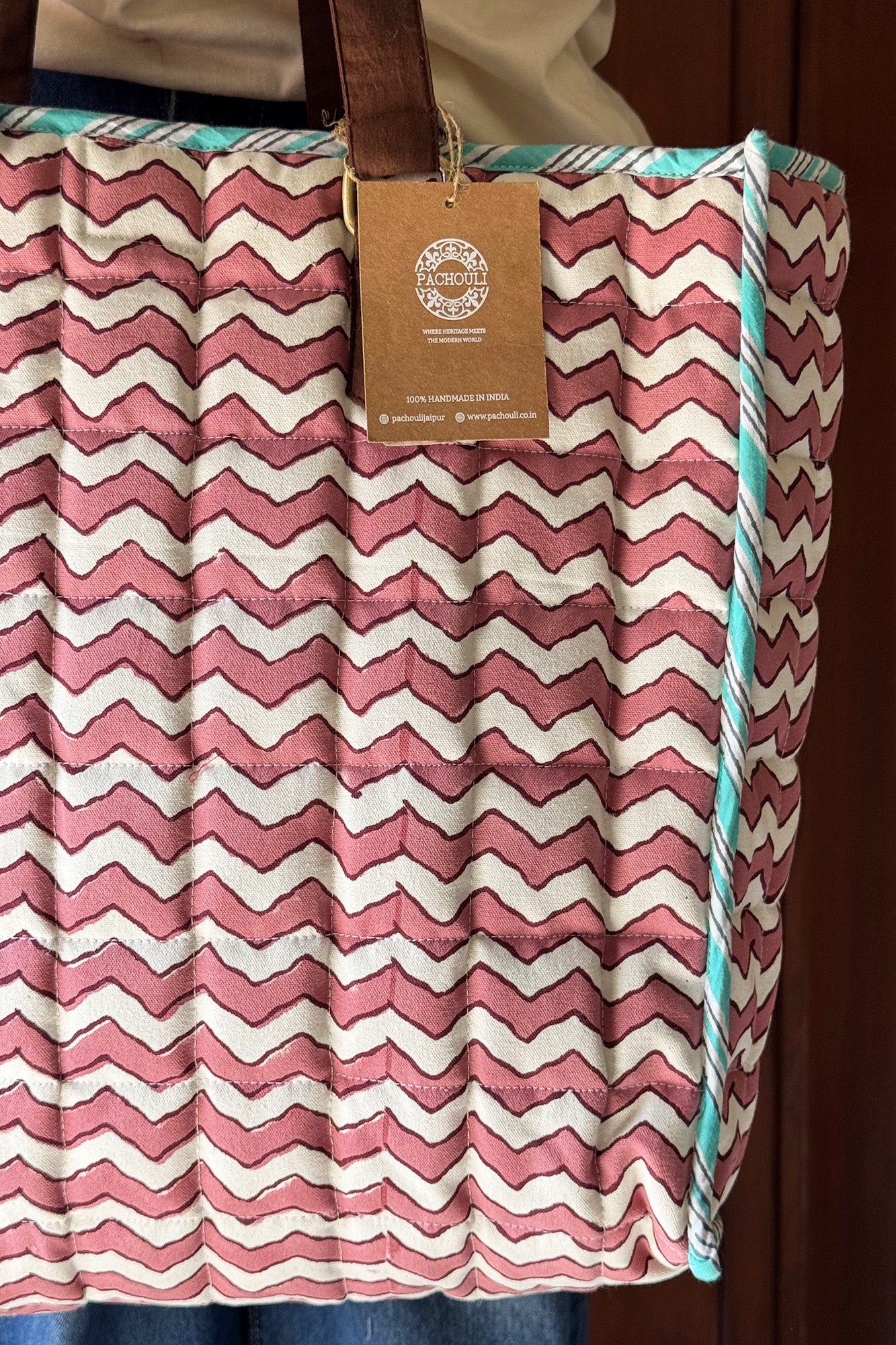 Rust Chevron Tote Bag