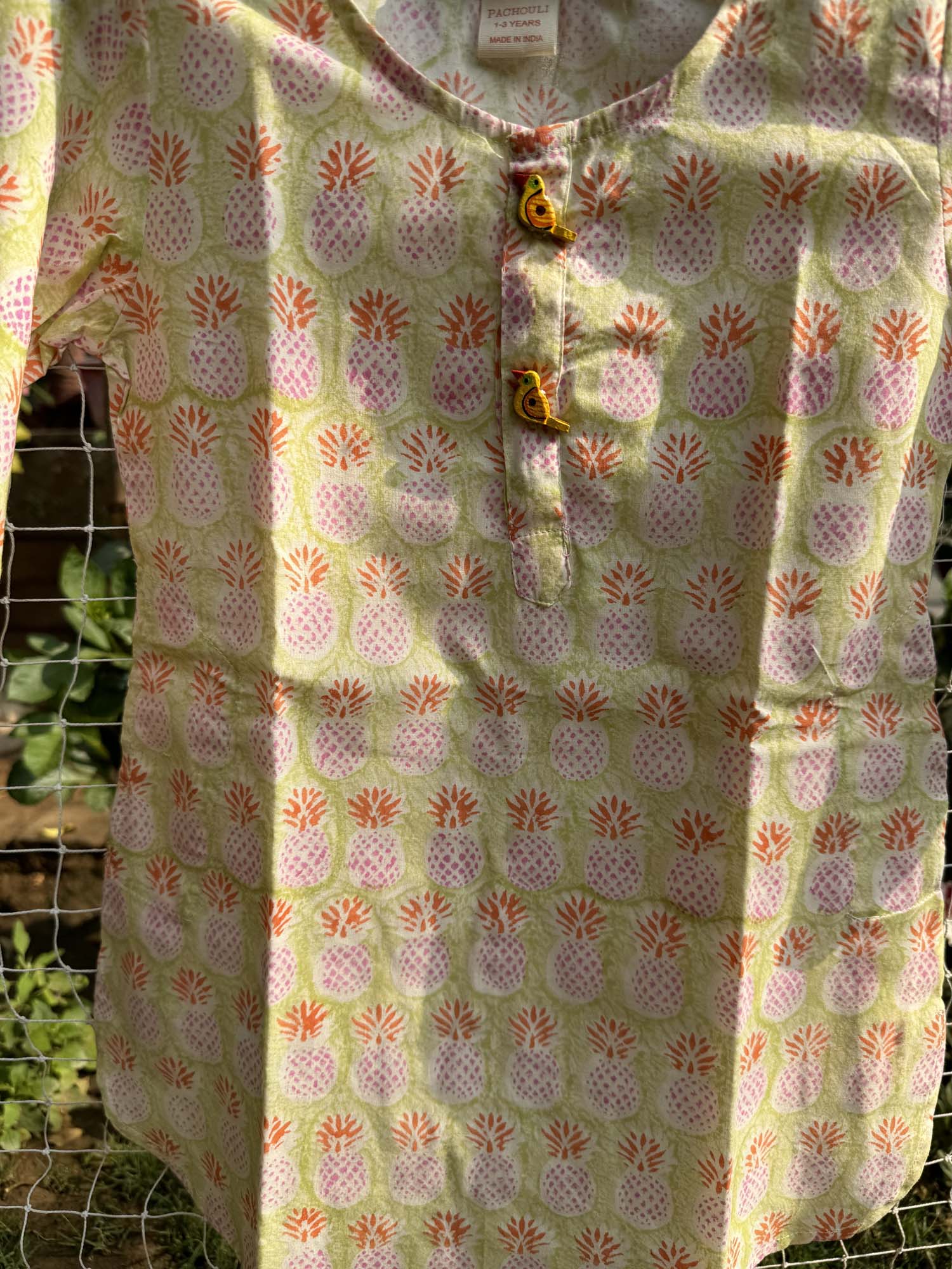 Kurta Girl Pineapple Green Pink