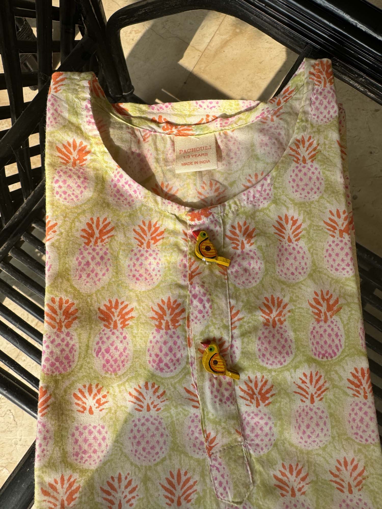 Kurta Girl Pineapple Green Pink