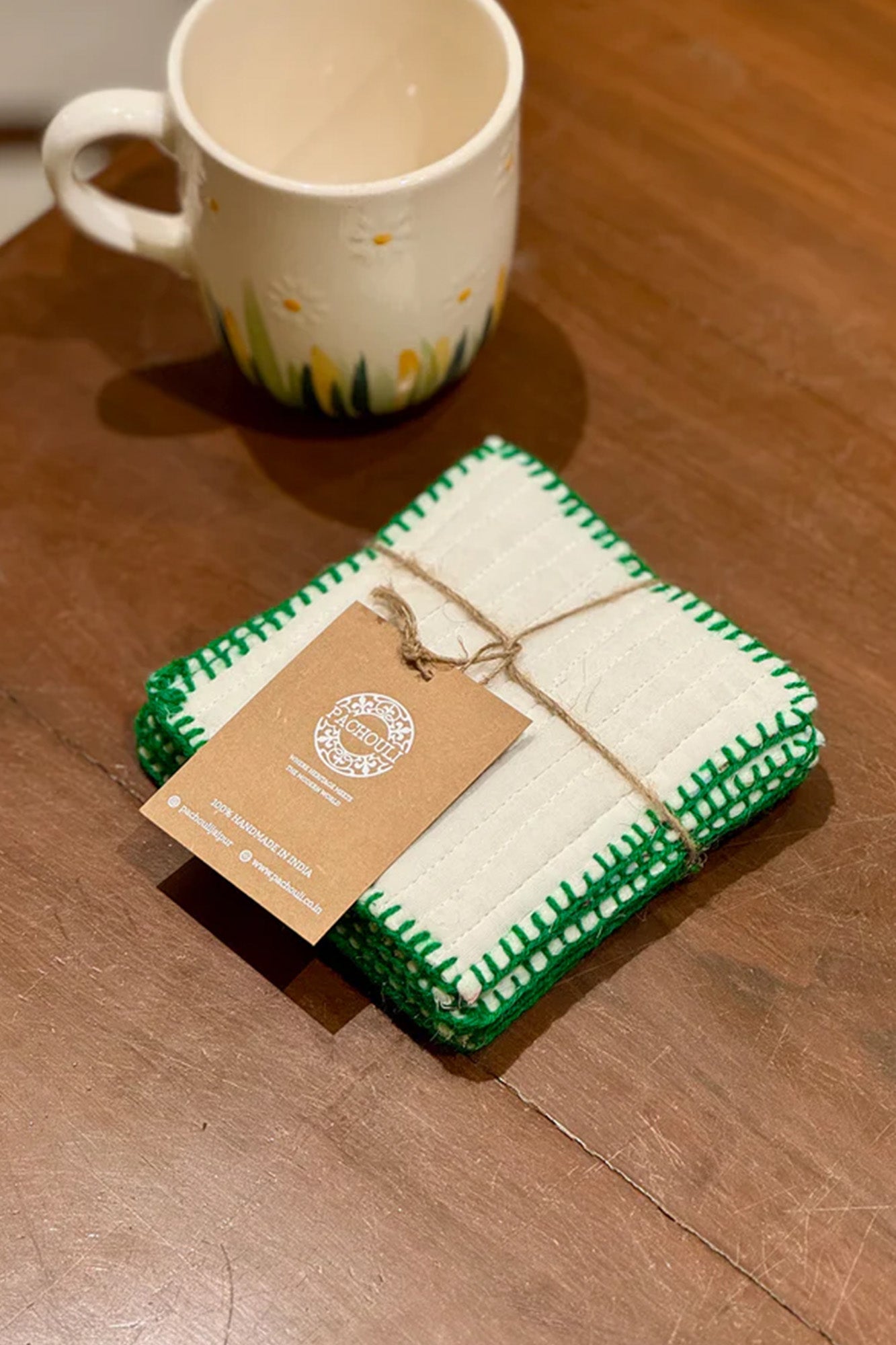 Green Lotus Quilted Coaster