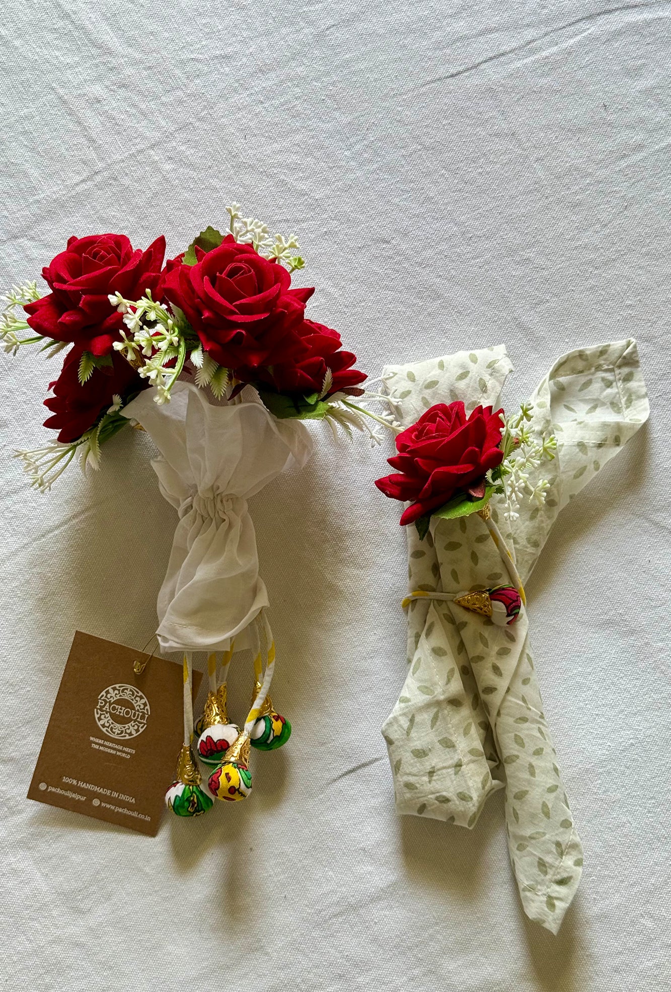 Maroon Rose Napkin Ring Set
