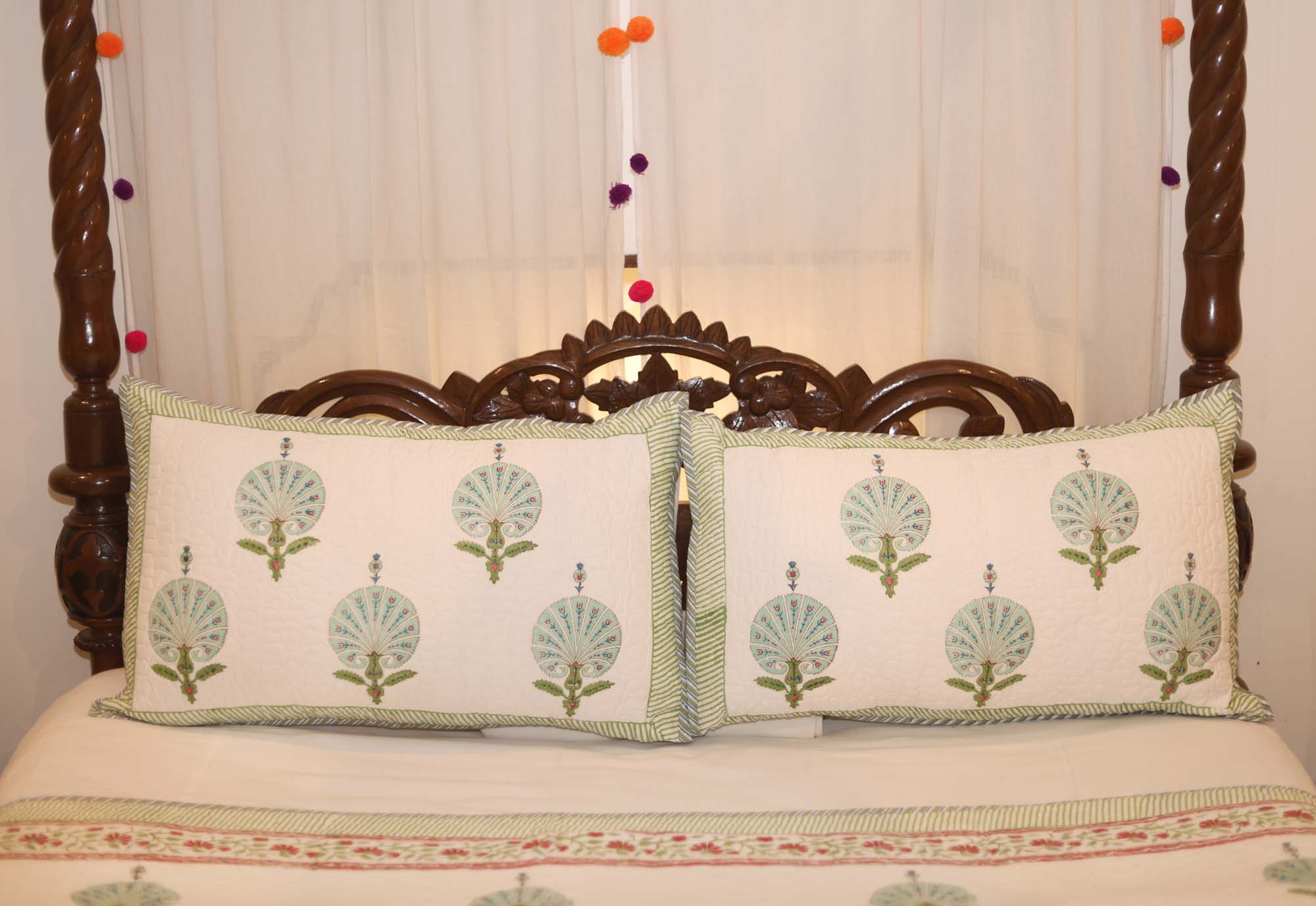 Mughal Shrine Green Bed Cover