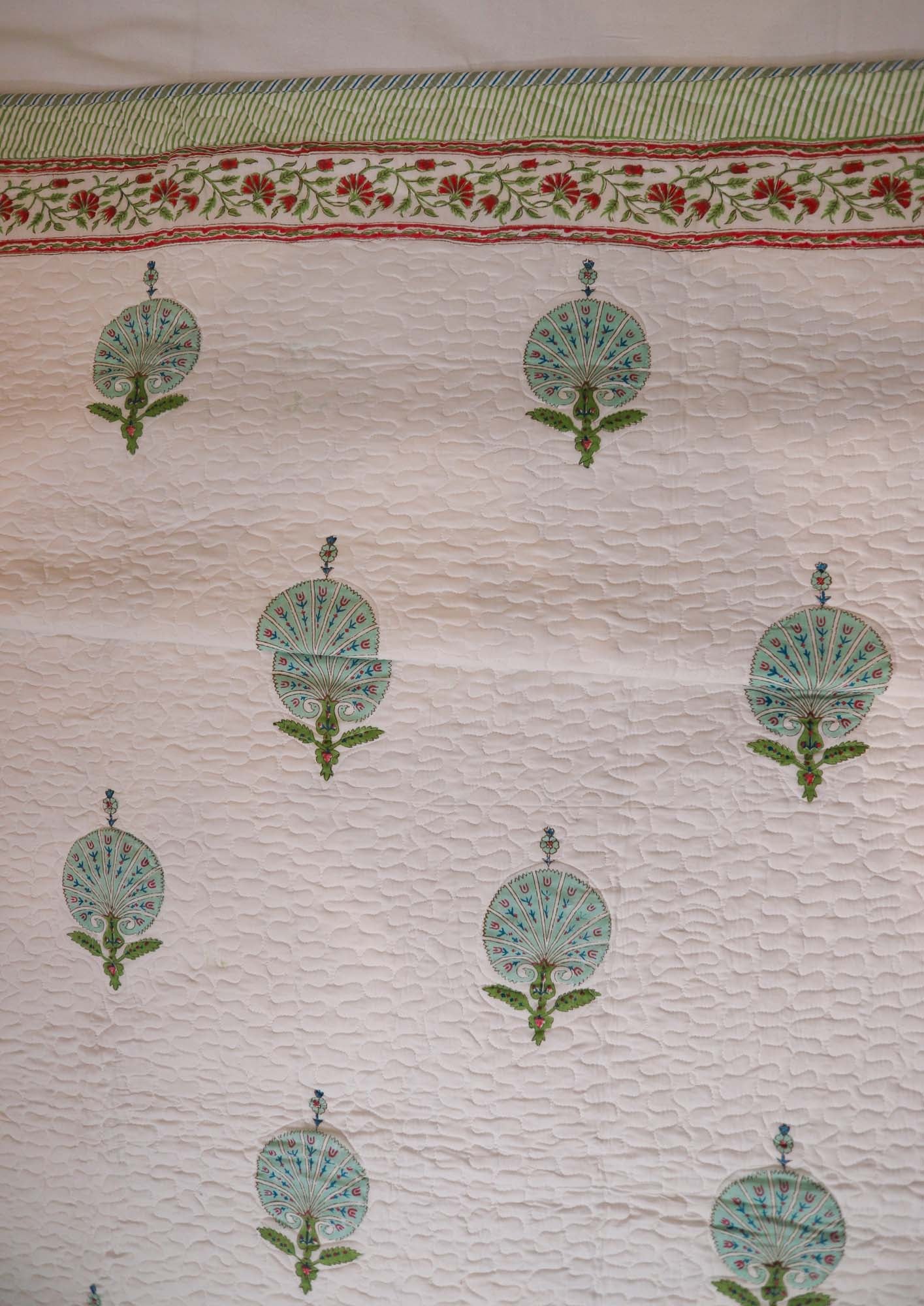 Mughal Shrine Green Bed Cover