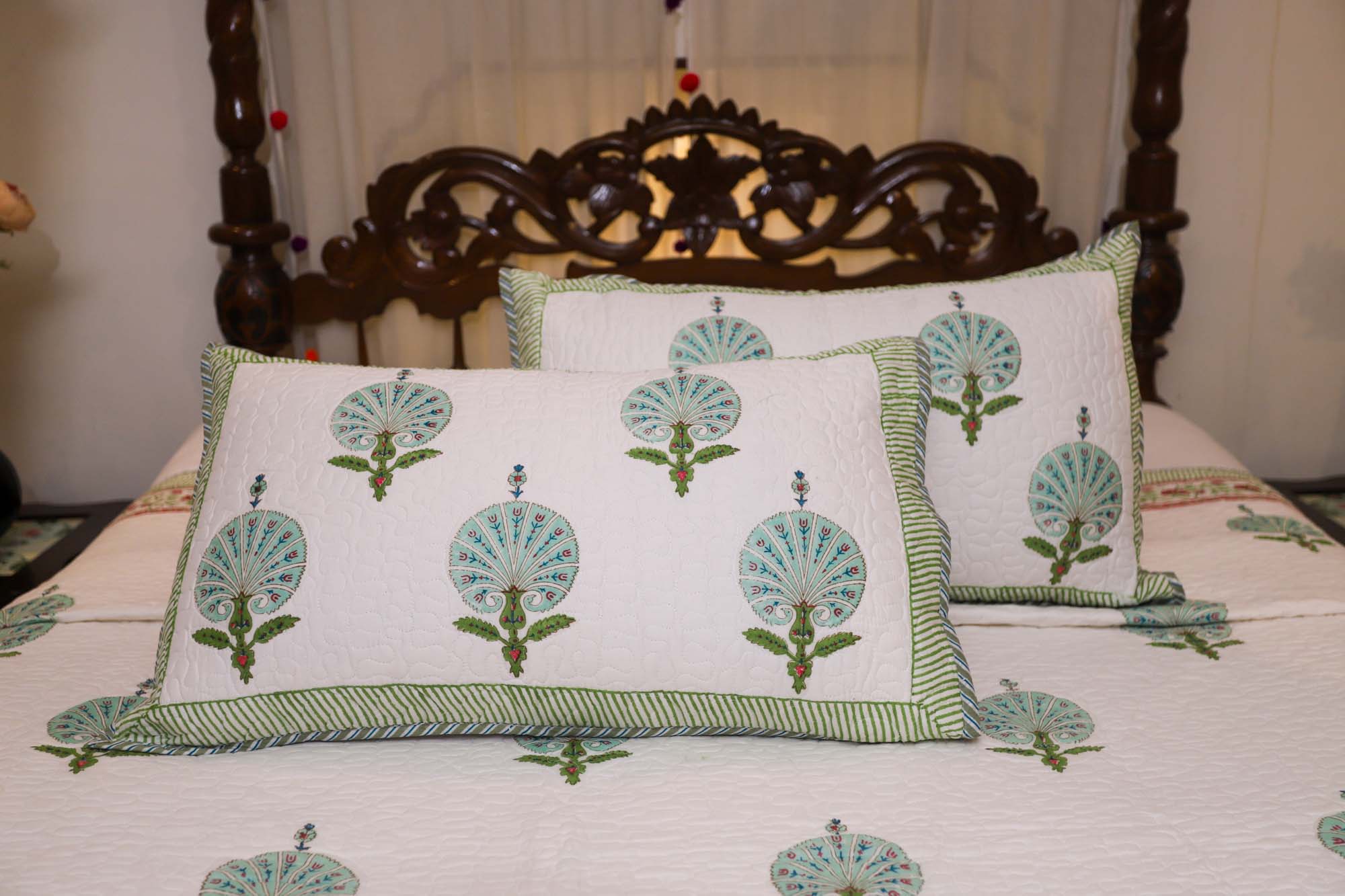 Mughal Shrine Green Bed Cover