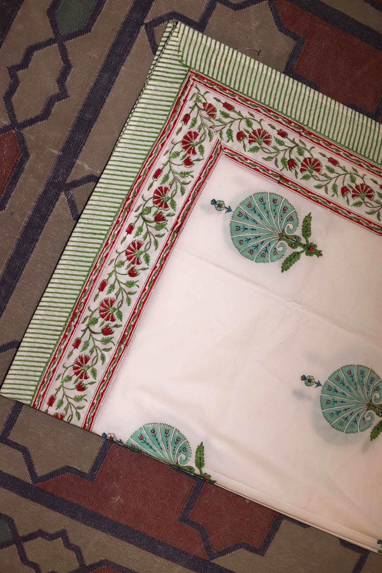 Bed Sheet Mughal Shrine Green