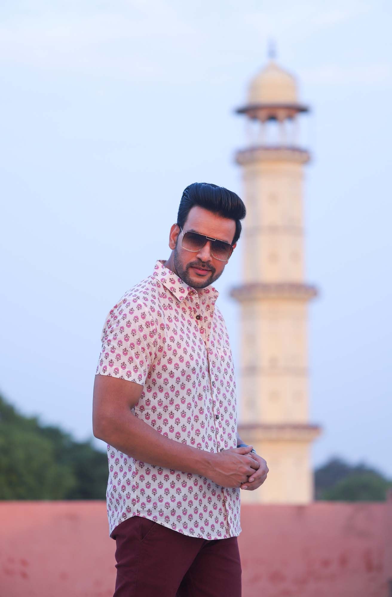 Shirt Half Sleeve Mens Tinny Bloom Pink