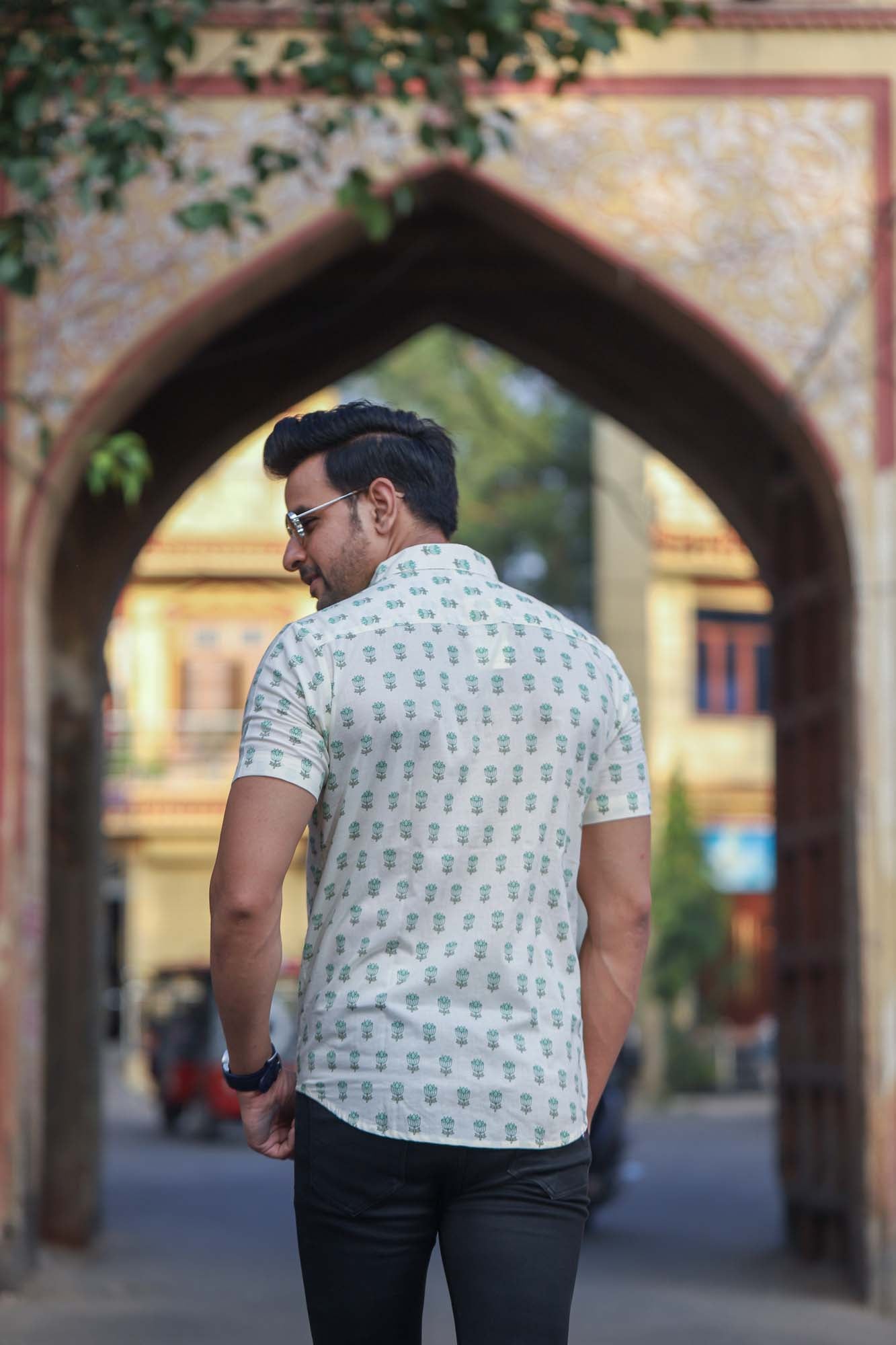 Shirt Half Sleeve Mens Nalin Green