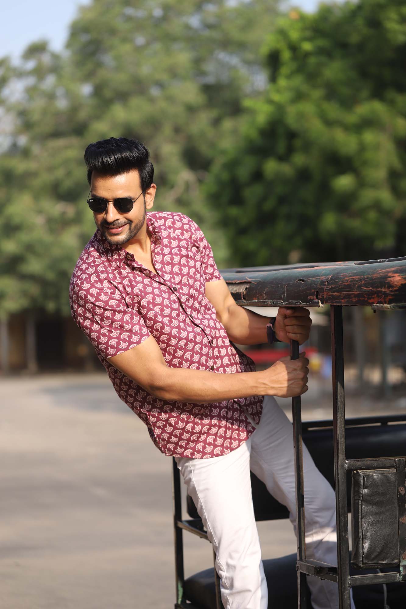 Shirt Half Sleeve Mens Mashroom Wine