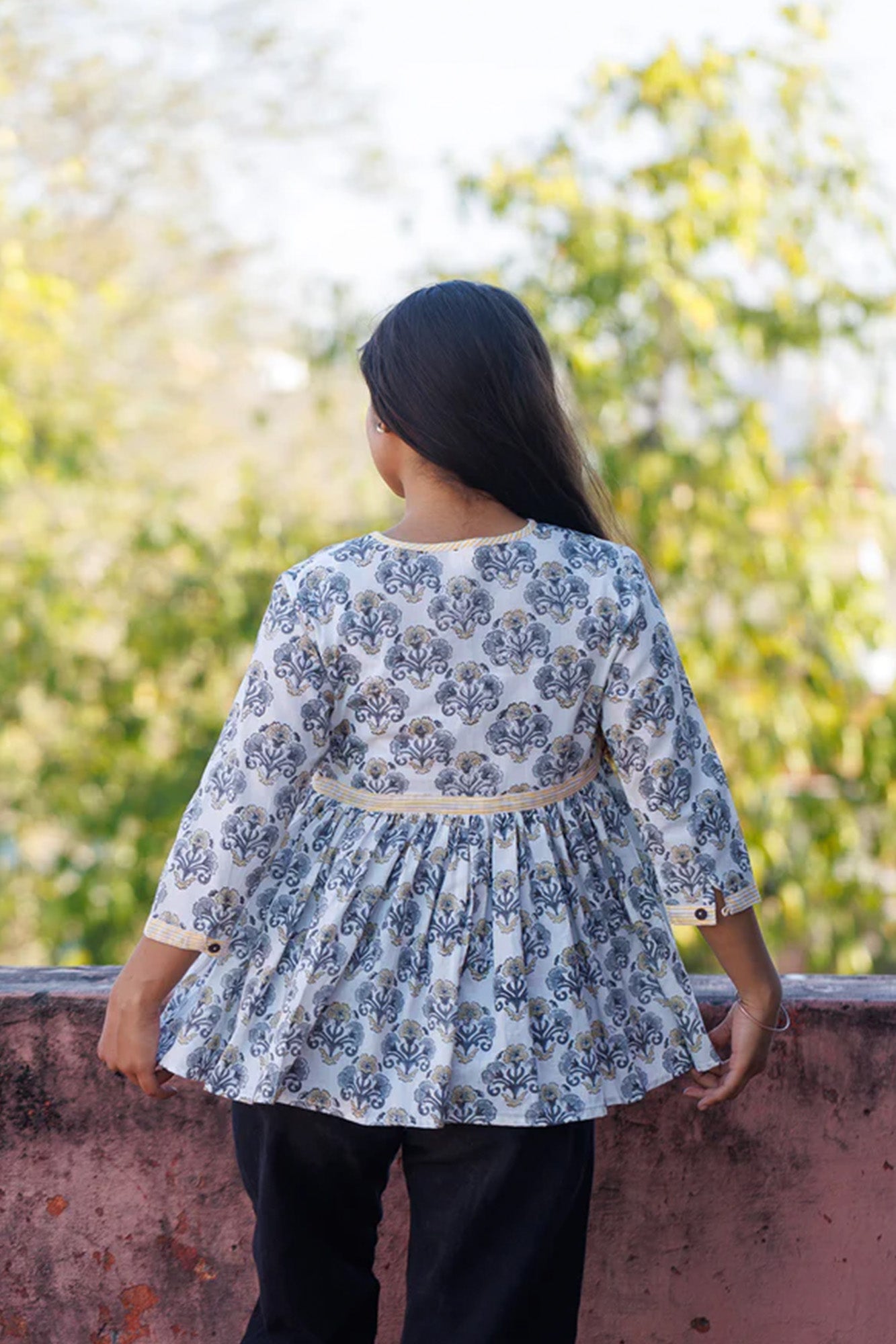 Grey Mughal Boota Bhopali Top