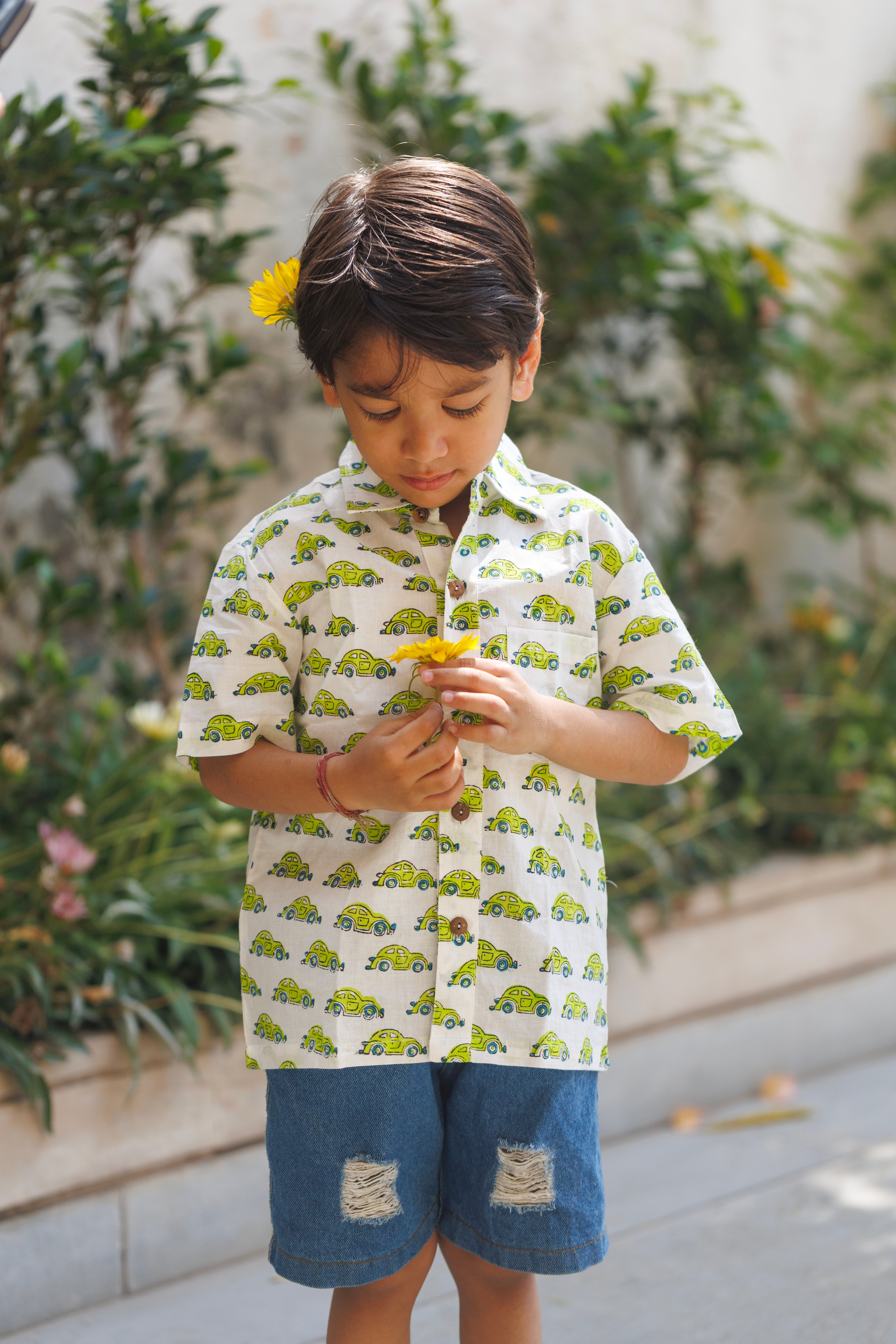 Green Cars Boys Shirt