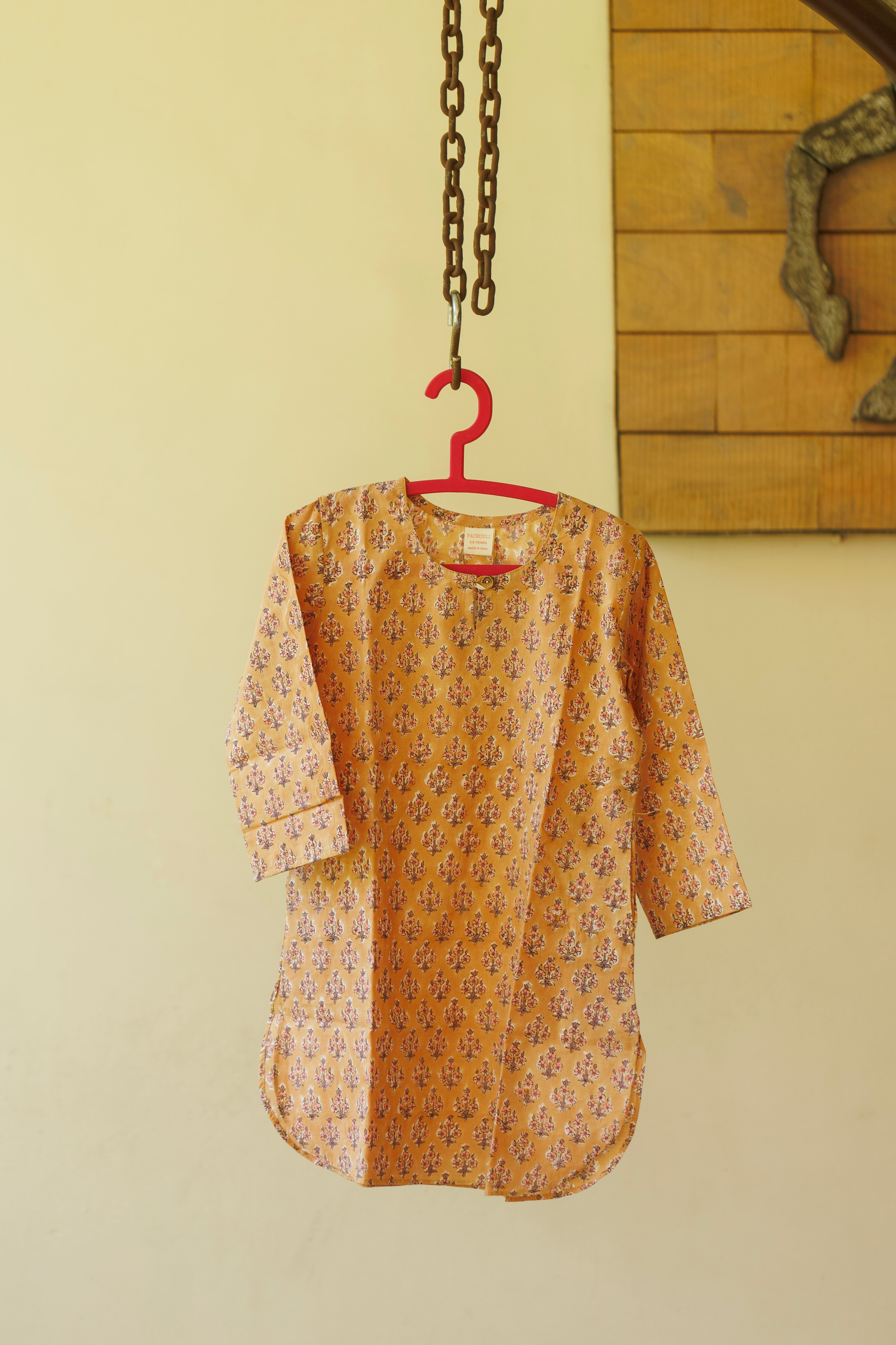 Brown Booti Girl Kurta