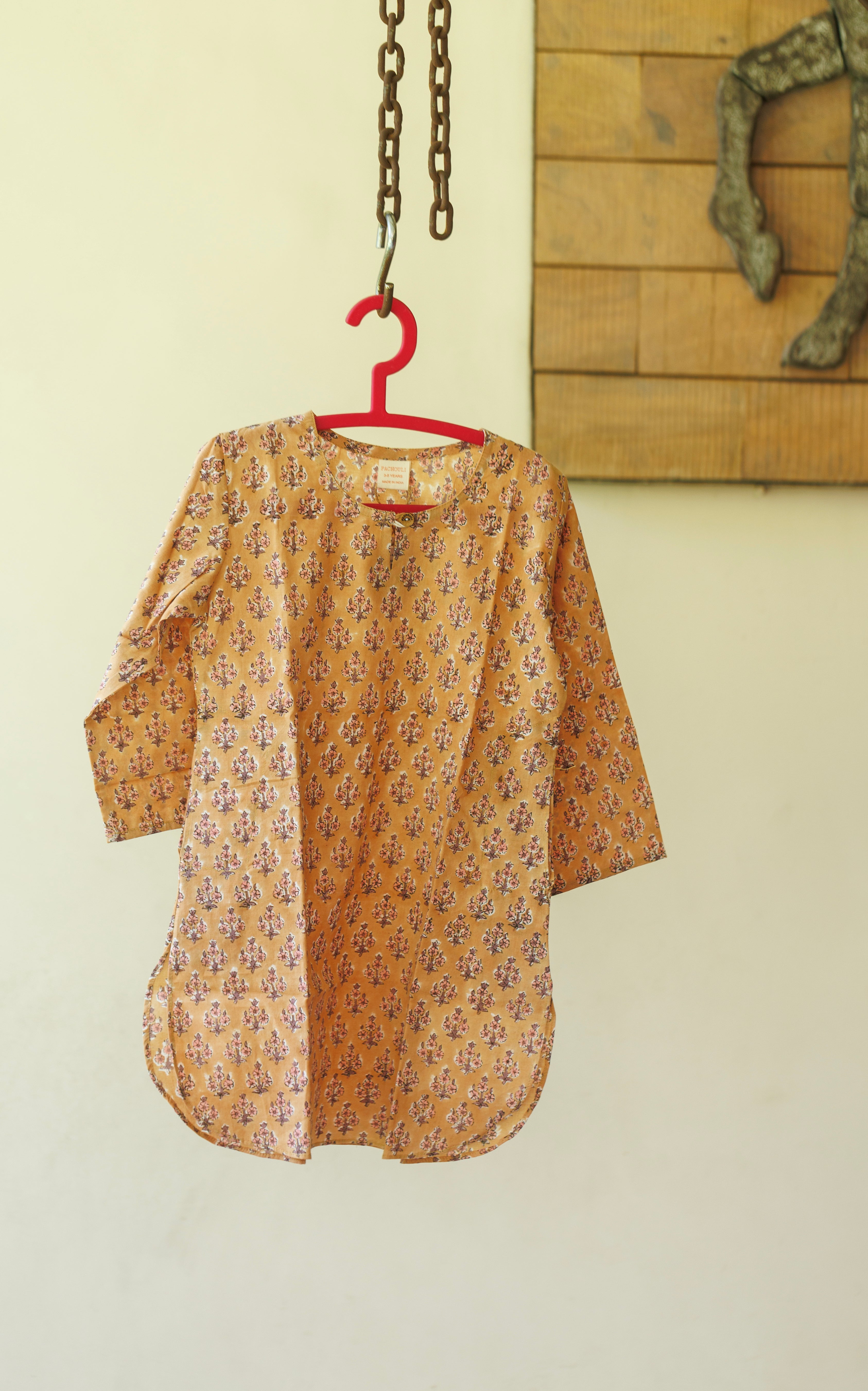 Brown Booti Girl Kurta