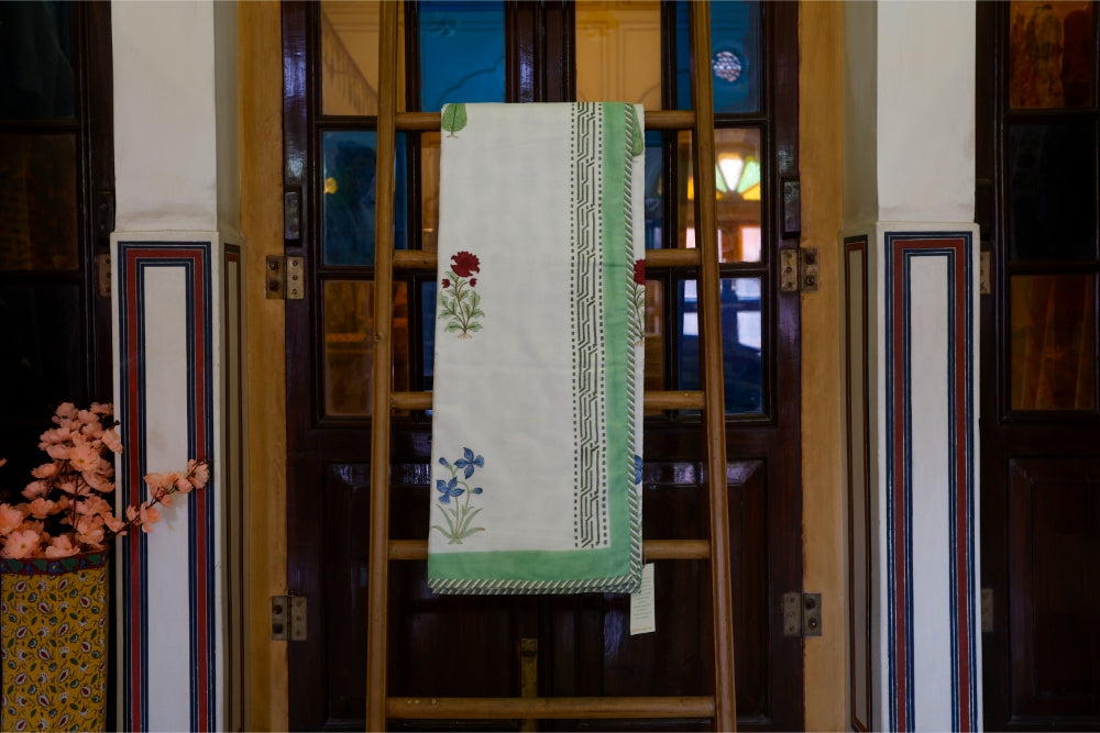 Dohar Falalin Block Printed Green Blue