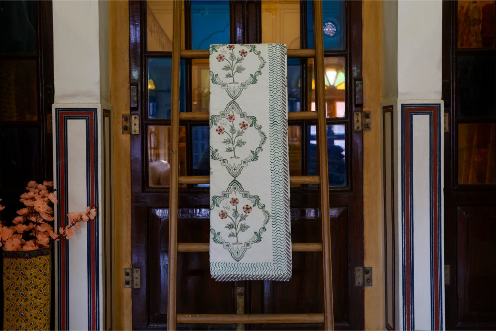 Dohar Falalin Block Printed Green Mehrab