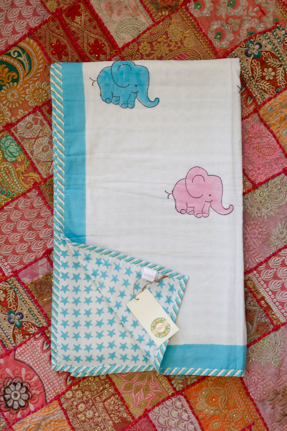 Dohar Falalin Block Printed Multi Elephant Set of 2