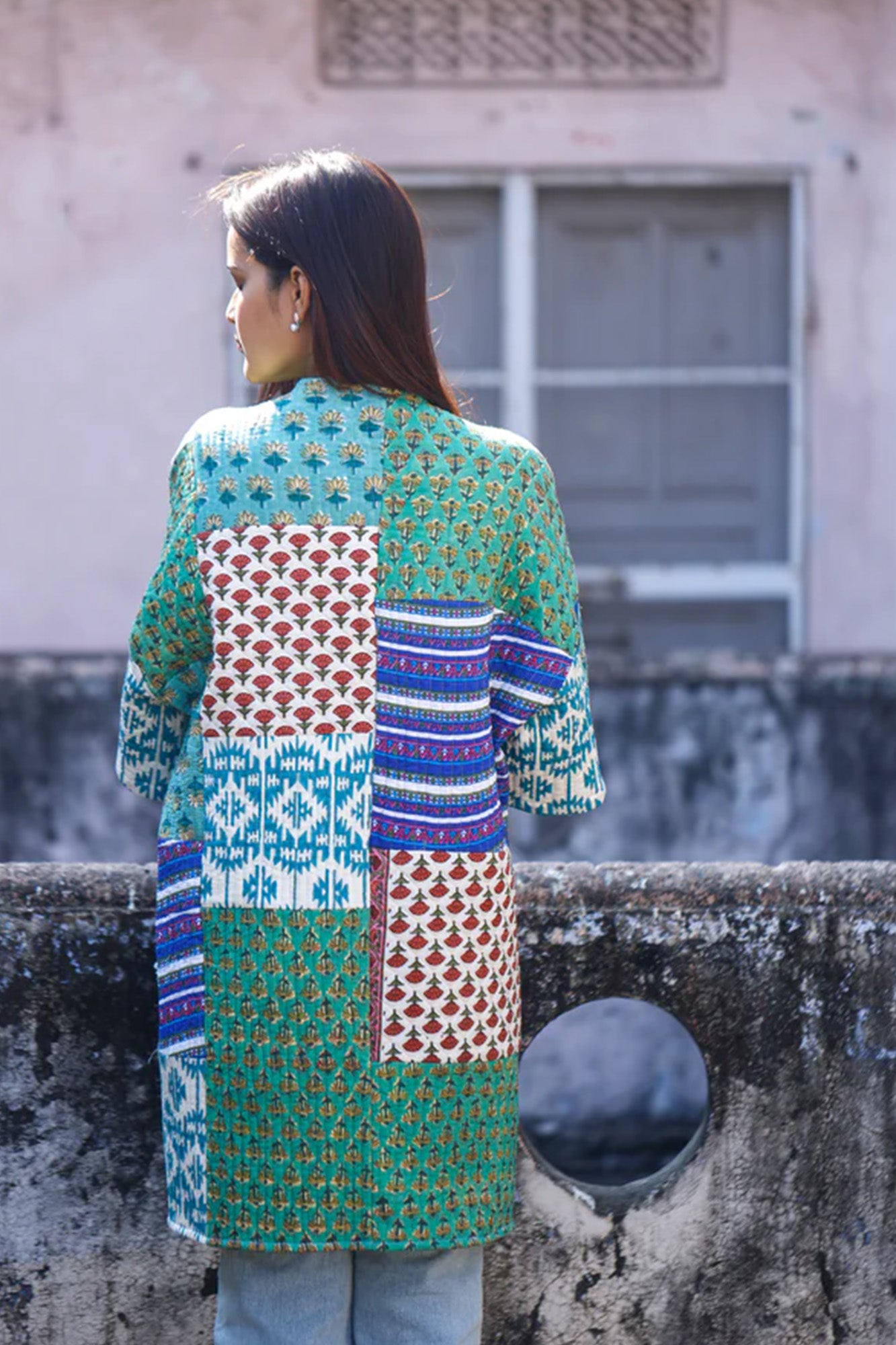 Quilted Patch Kimono Jacket