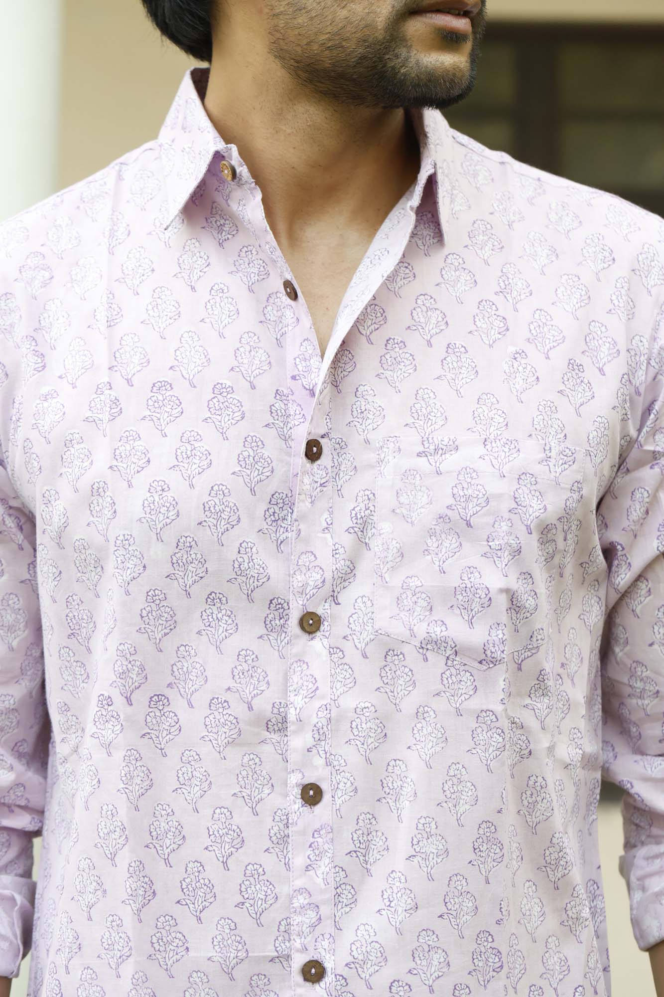 Lavender Motifs Full Sleeve Shirt