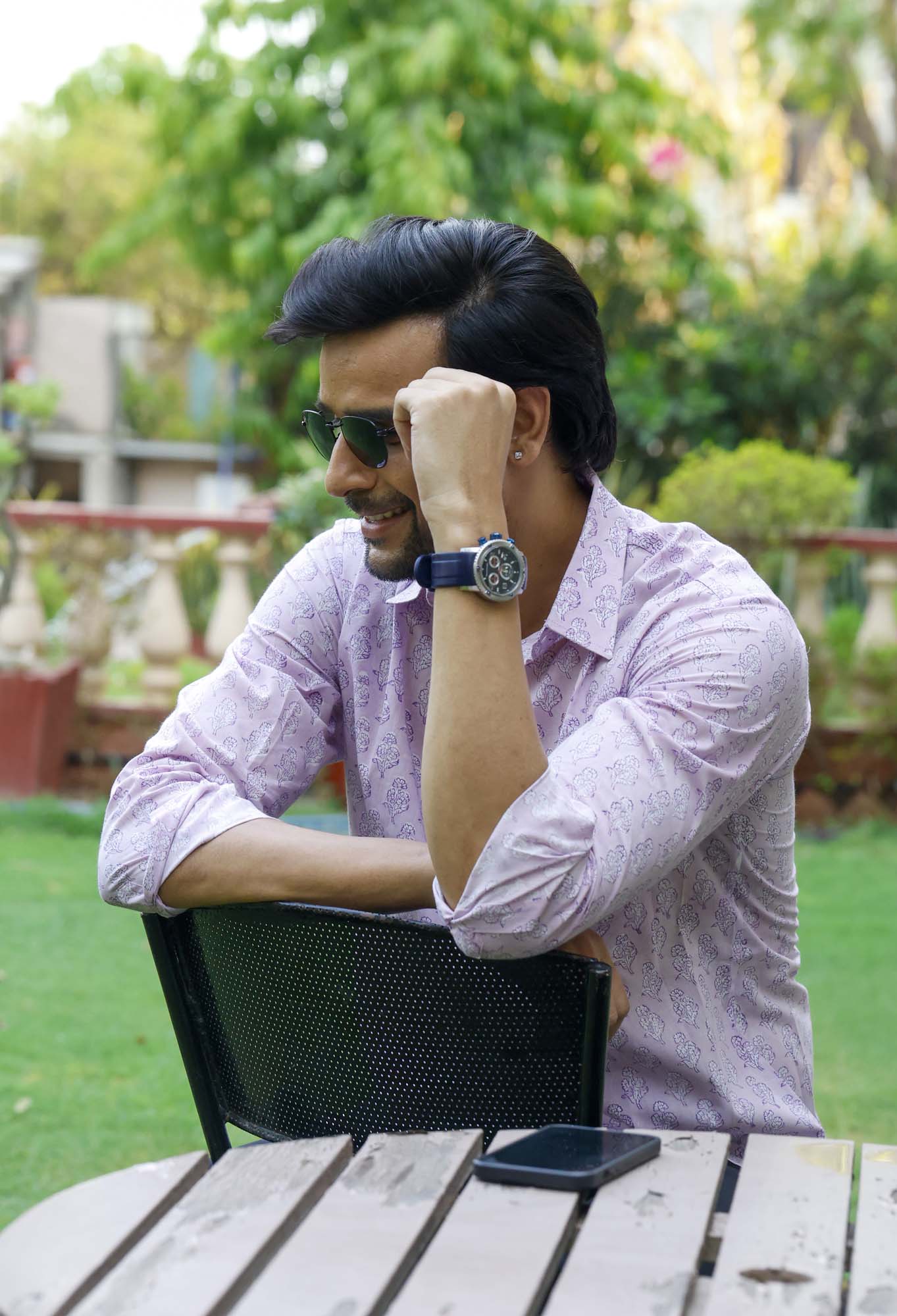 Lavender Motifs Full Sleeve Shirt