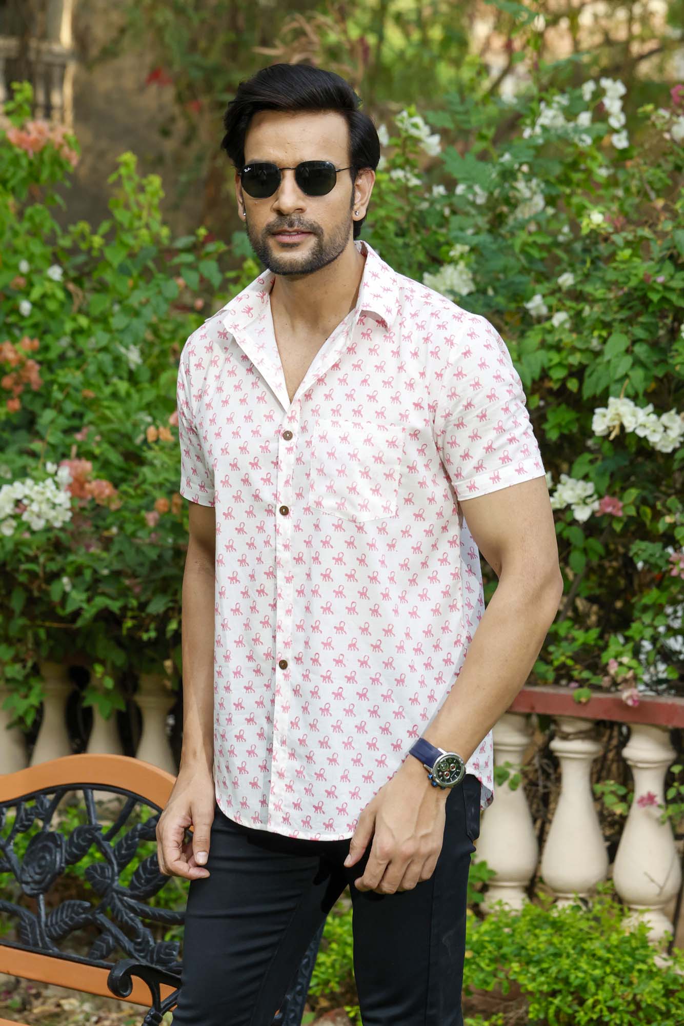 Blush Baboon Half Sleeve Shirt