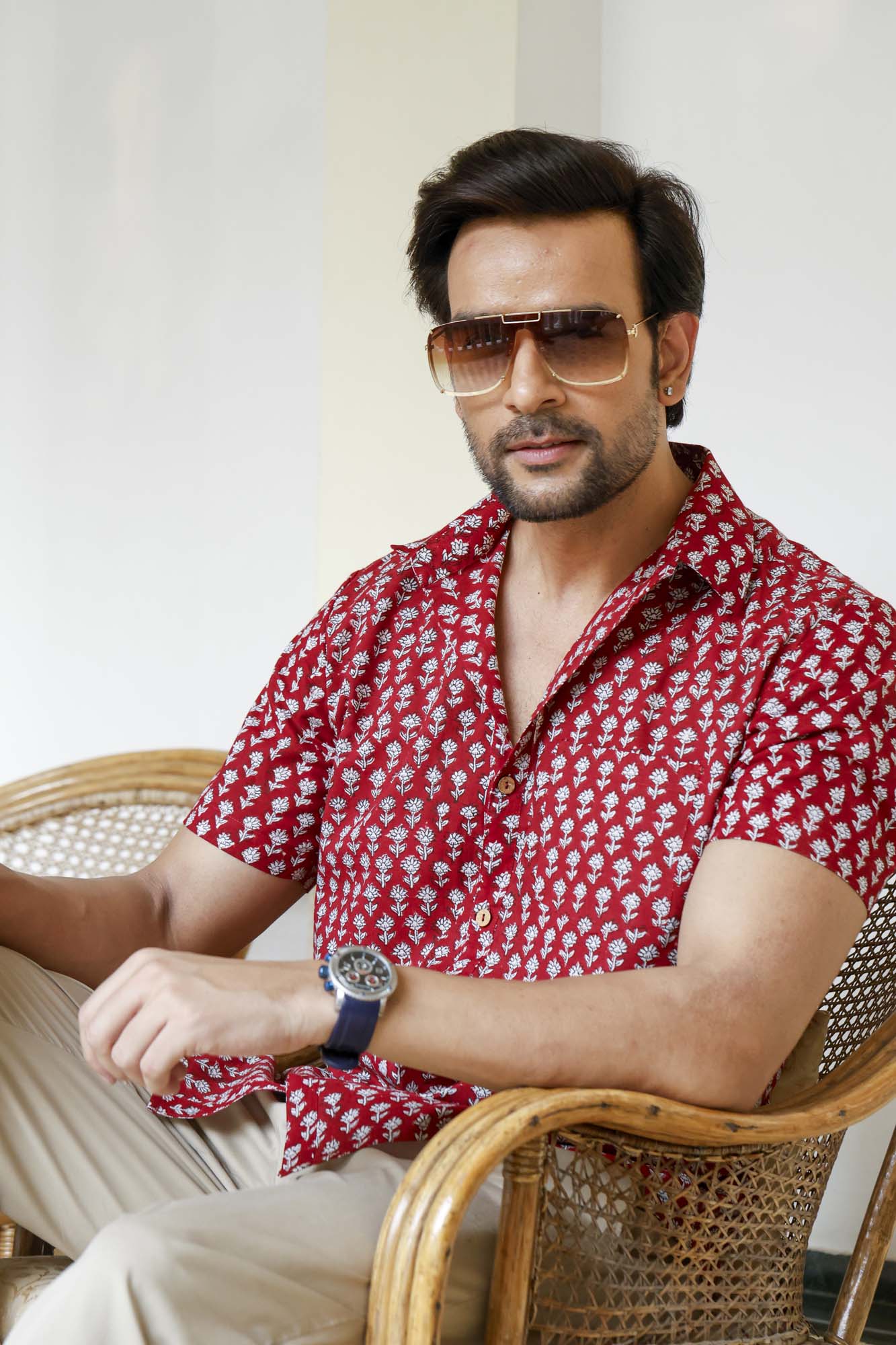 Maroon Motifs Half Sleeve Shirt